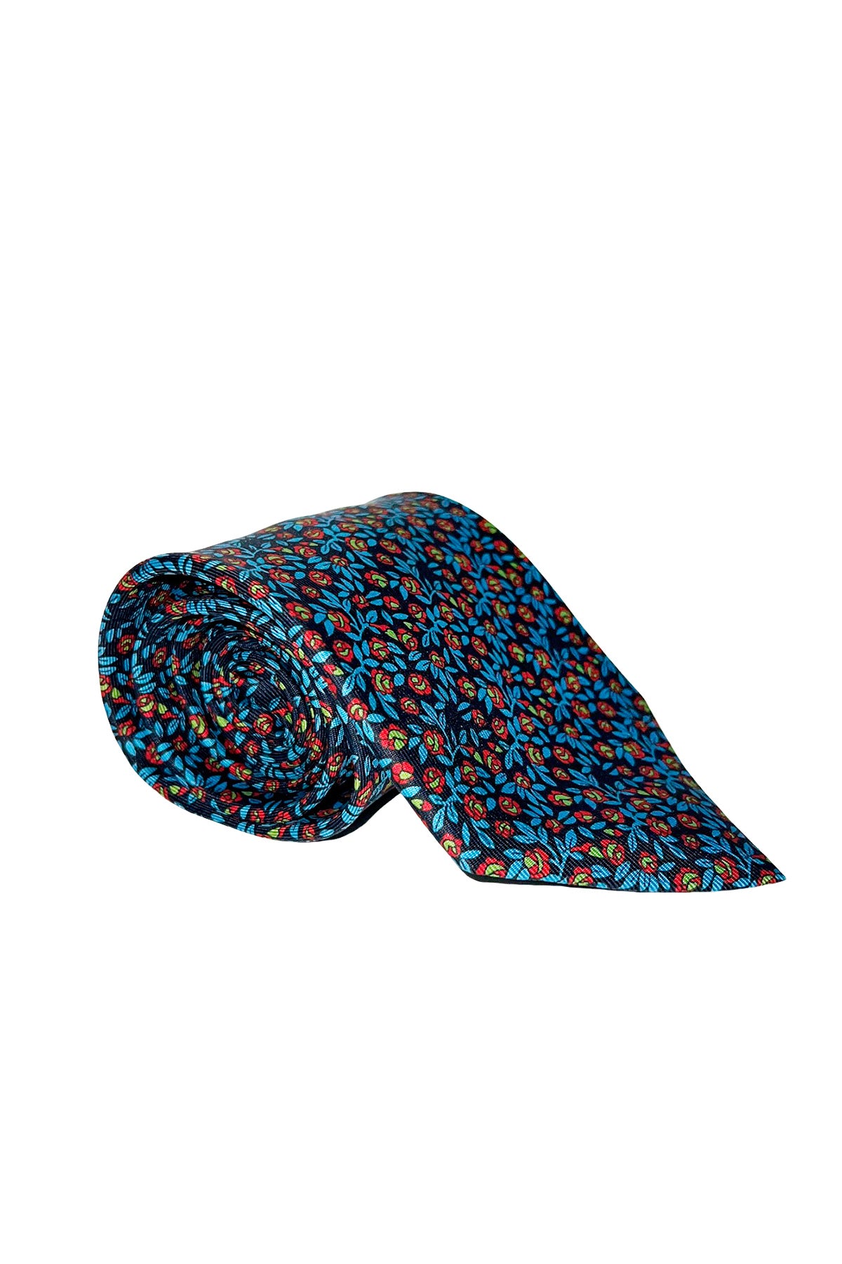 Cravatta uomo blu fantasia in seta 100% cucita a mano