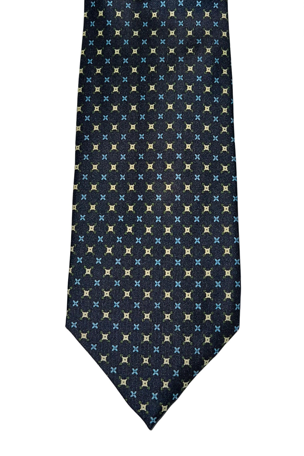Cravatta uomo blu fantasia in seta 100% cucita a mano