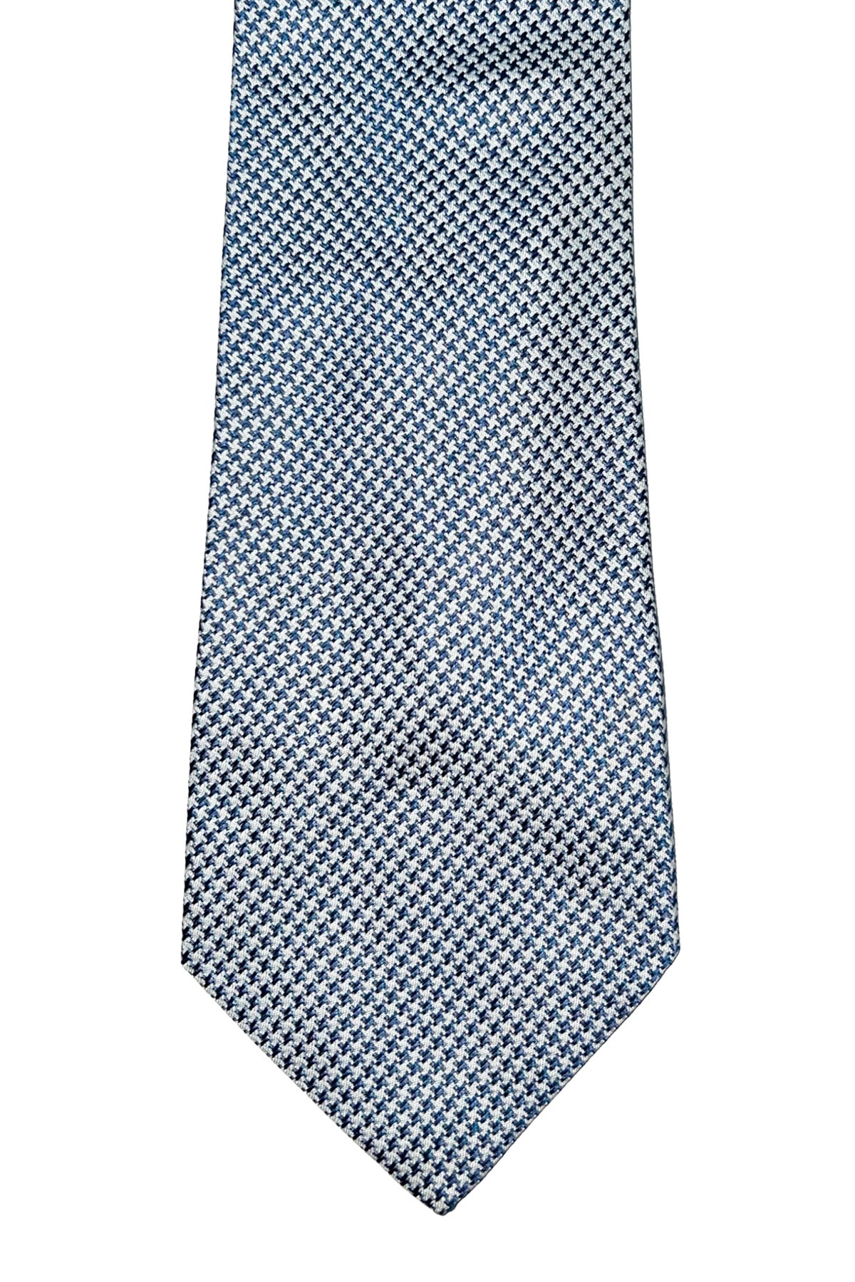 Cravatta uomo blu fantasia in seta 100% cucita a mano