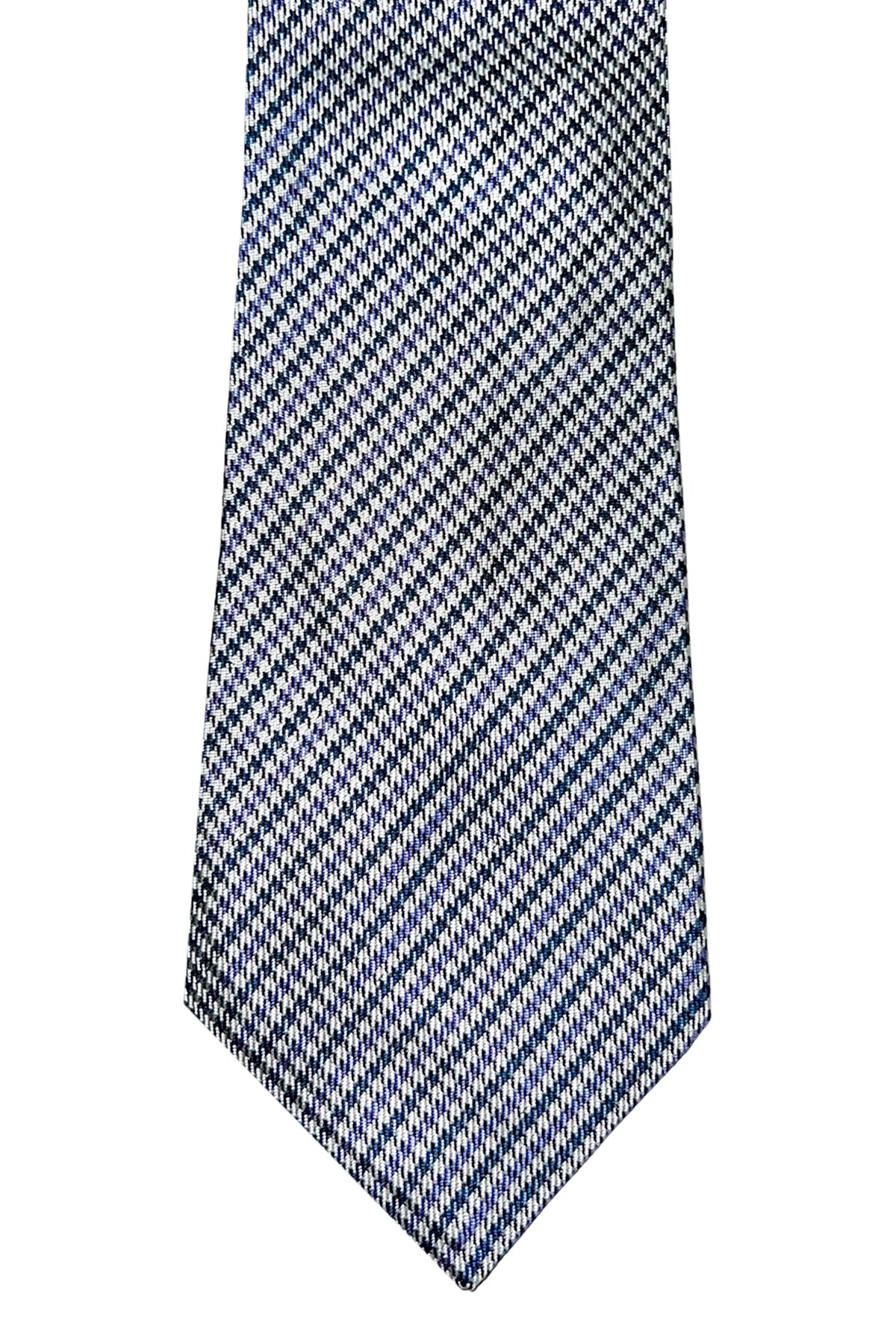 Cravatta uomo blu fantasia in seta 100% cucita a mano