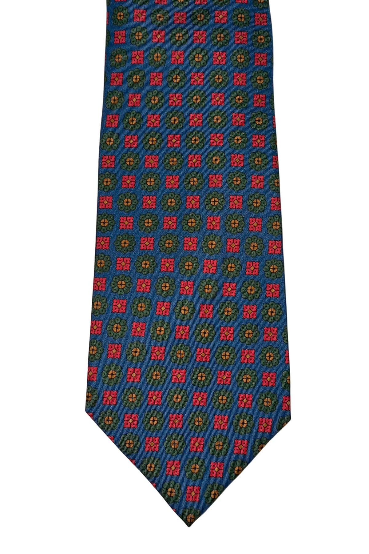Cravatta uomo blu fantasia in seta 100% cucita a mano