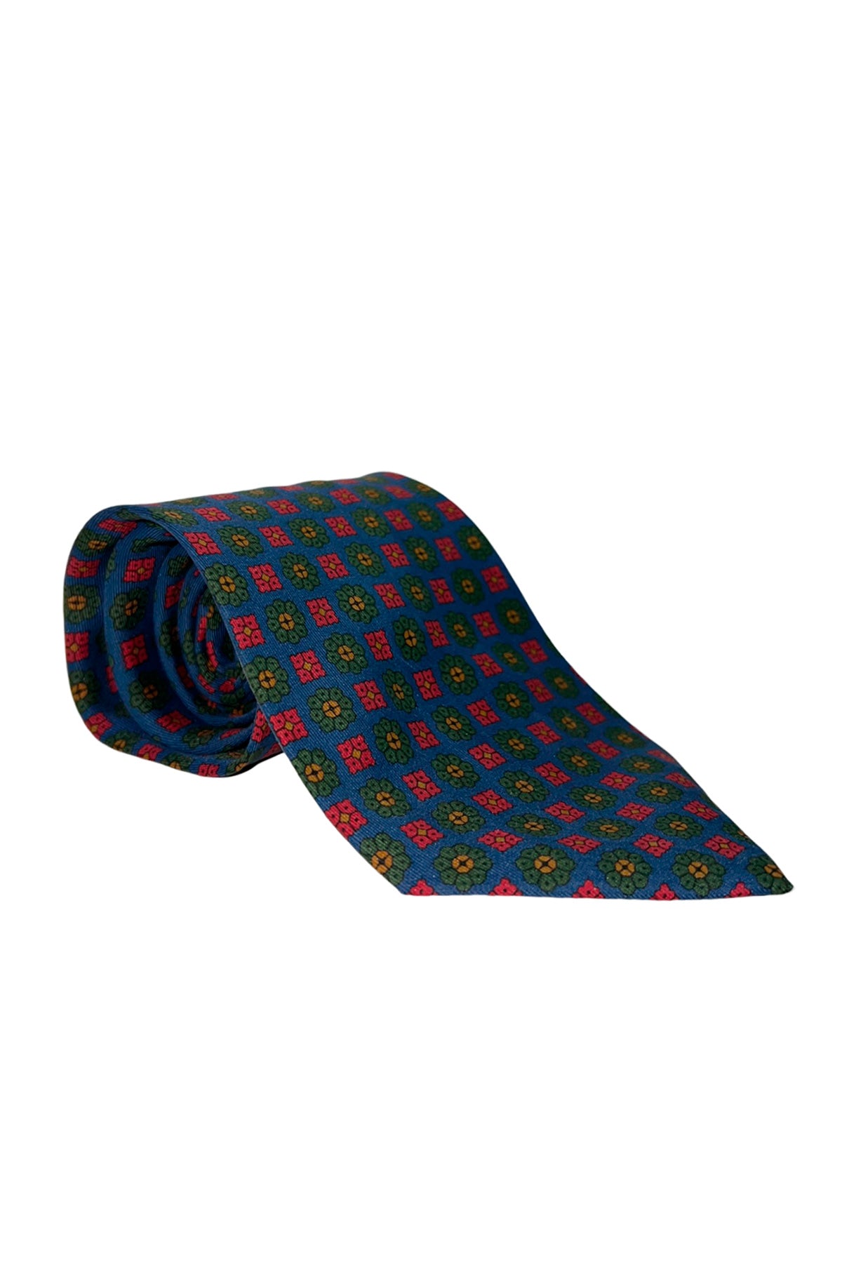 Cravatta uomo blu fantasia in seta 100% cucita a mano