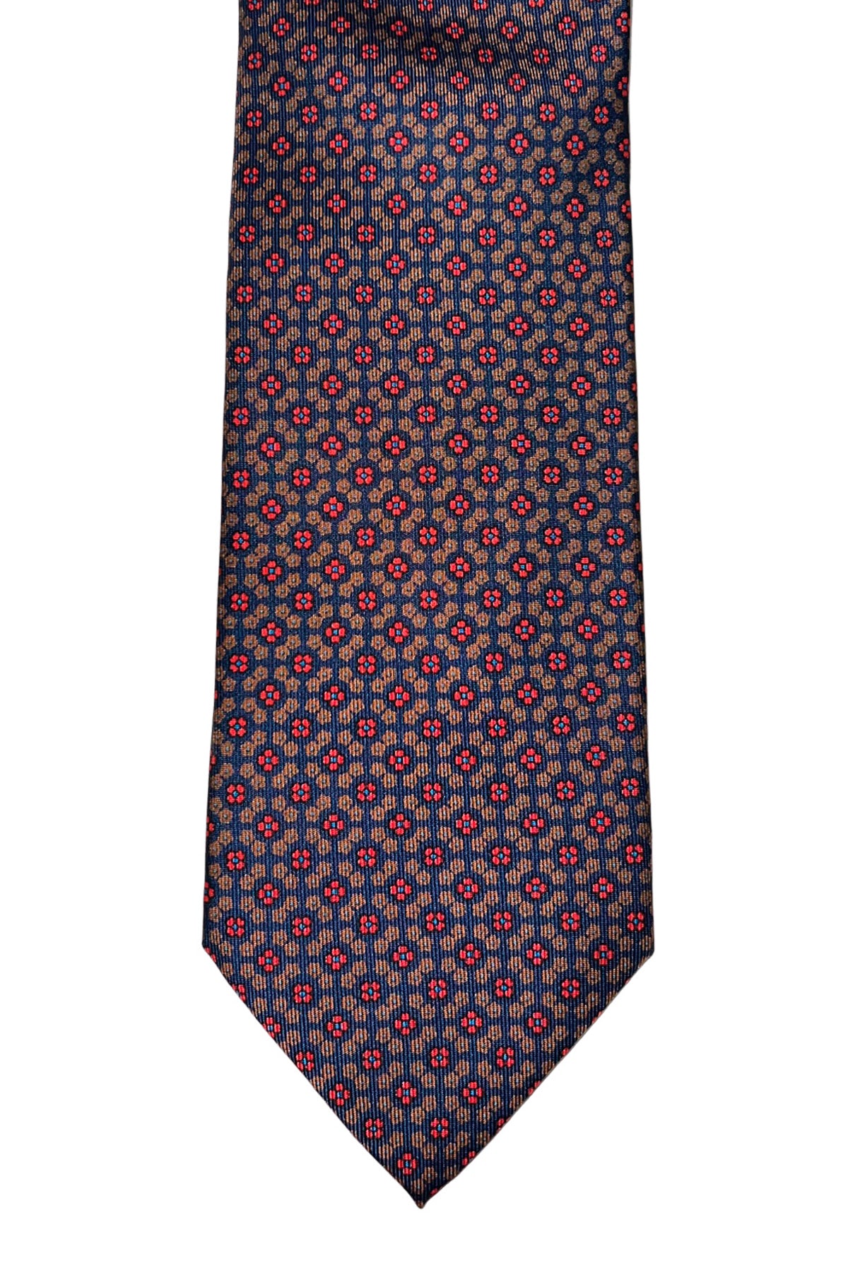 Cravatta uomo blu fantasia in seta 100% cucita a mano