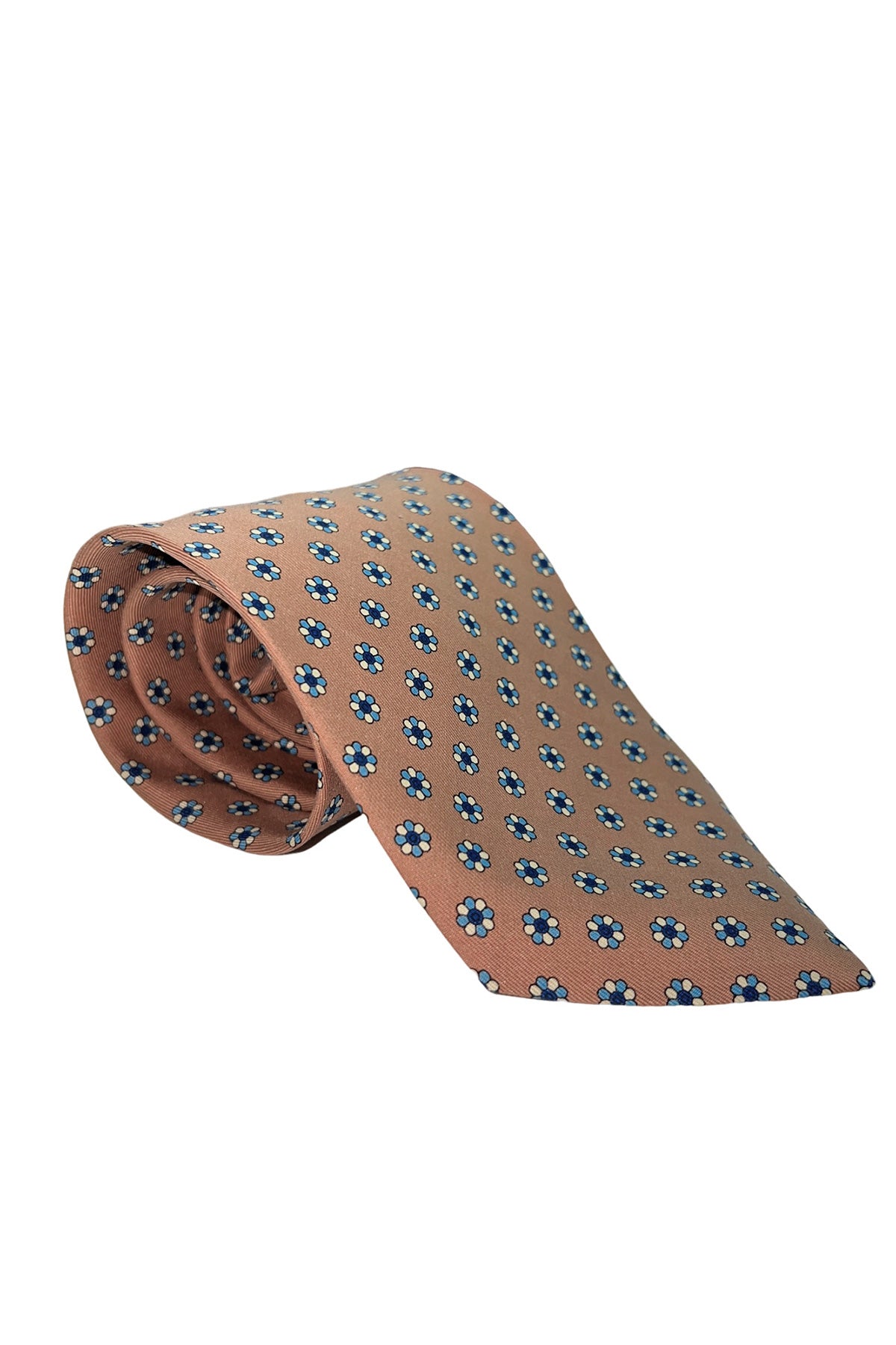 Cravatta uomo Marrone fantasia in seta 100% cucita a mano