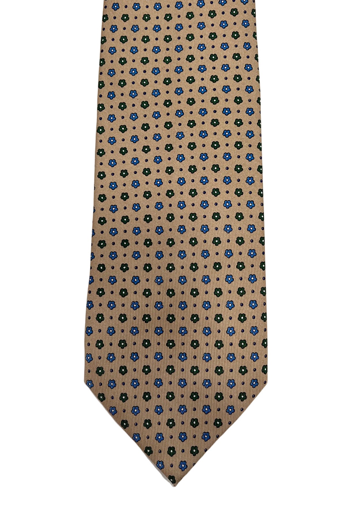 Cravatta uomo Beige fantasia in seta 100% cucita a mano