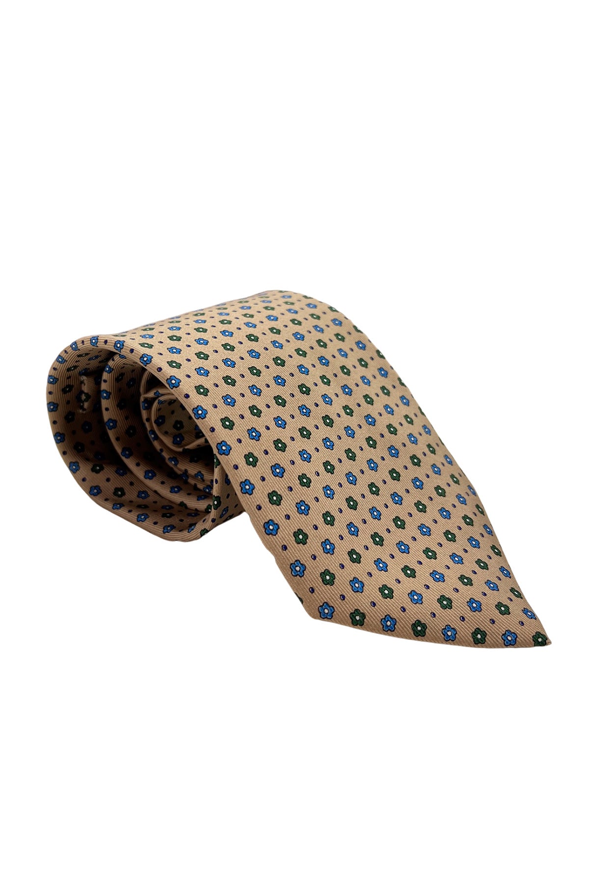 Cravatta uomo Beige fantasia in seta 100% cucita a mano