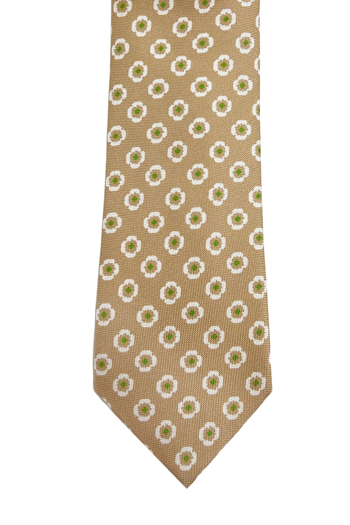 Cravatta uomo Beige fantasia in seta 100% cucita a mano