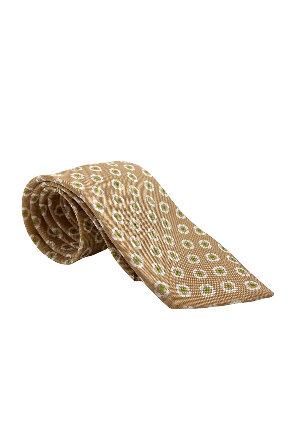 Cravatta uomo Beige fantasia in seta 100% cucita a mano