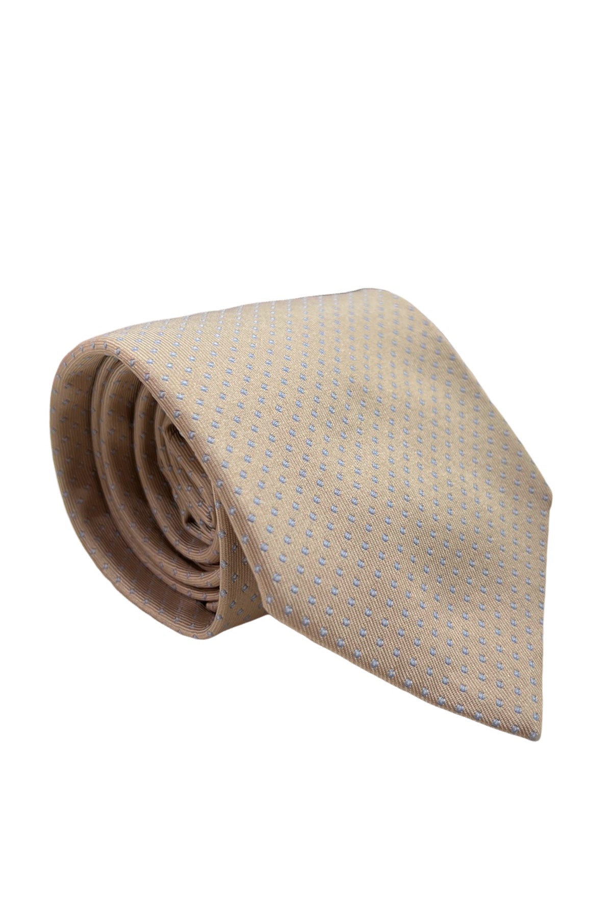 Cravatta uomo Beige fantasia in seta 100% cucita a mano