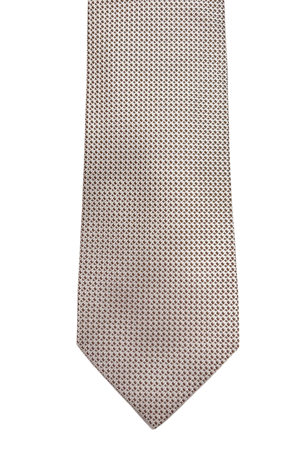 Cravatta uomo Beige fantasia in seta 100% cucita a mano