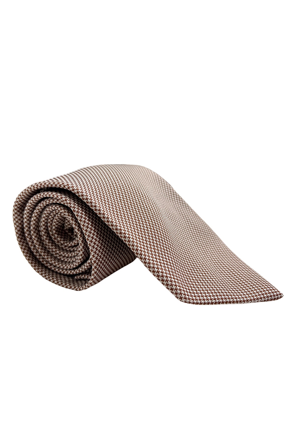 Cravatta uomo Beige fantasia in seta 100% cucita a mano