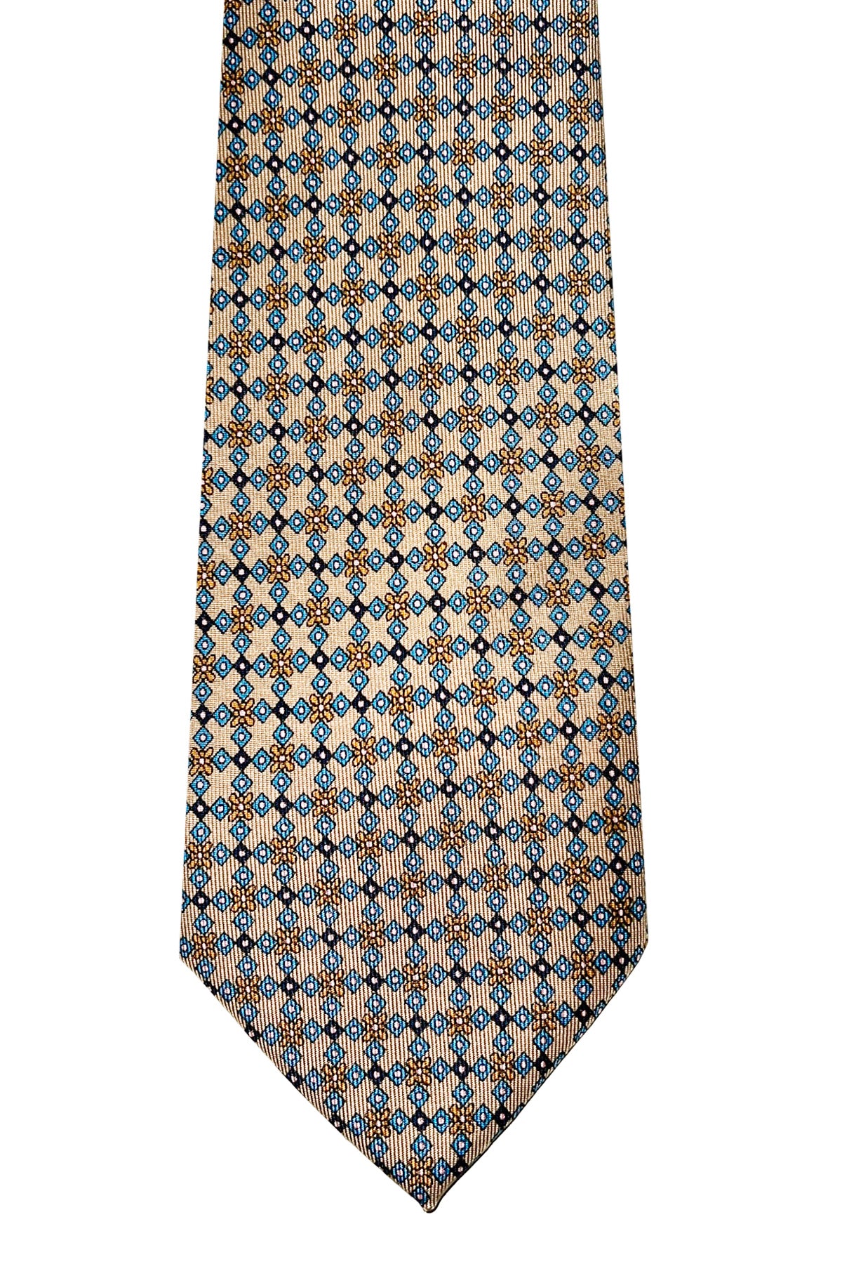 Cravatta uomo Beige fantasia in seta 100% cucita a mano