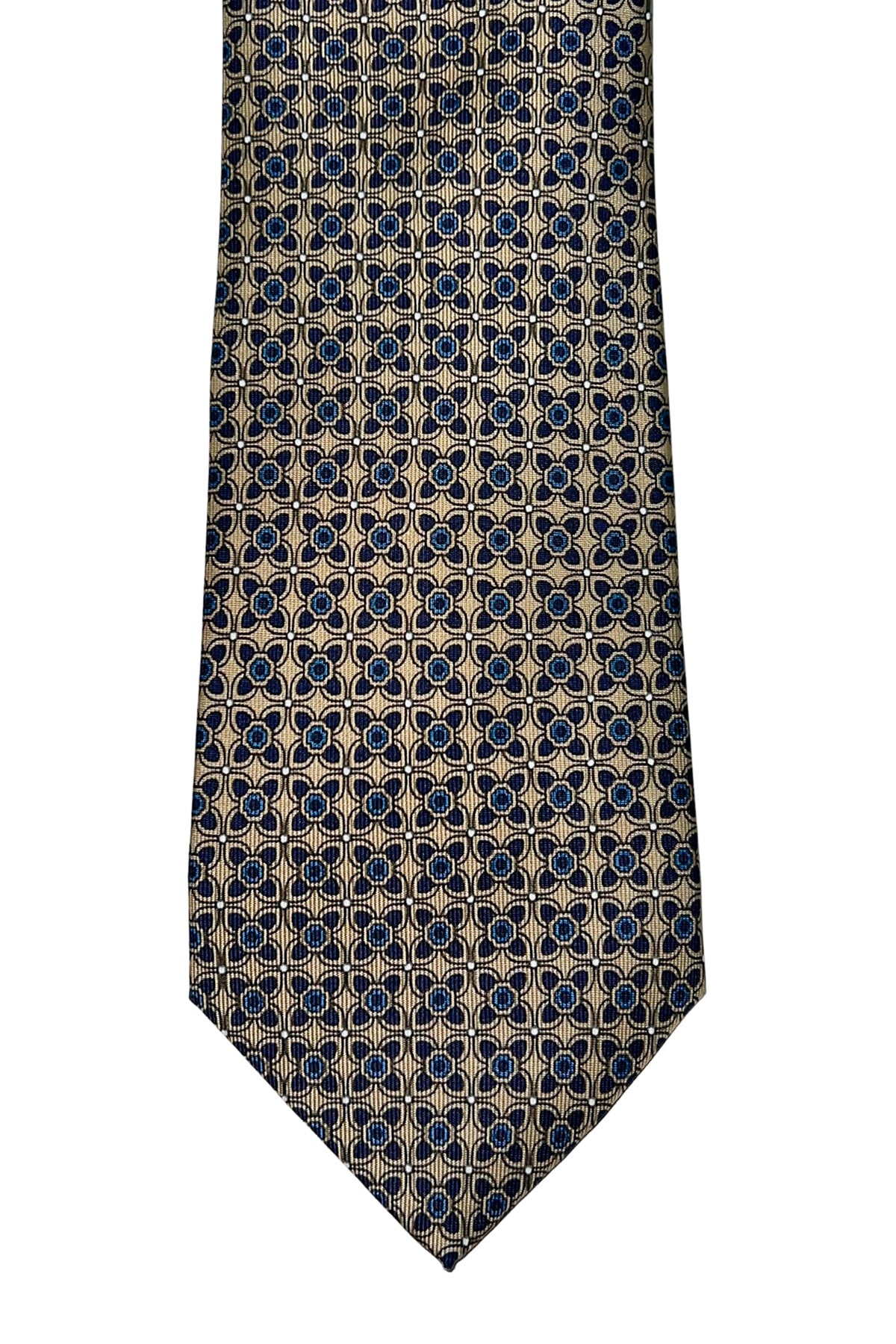 Cravatta uomo Beige fantasia in seta 100% cucita a mano