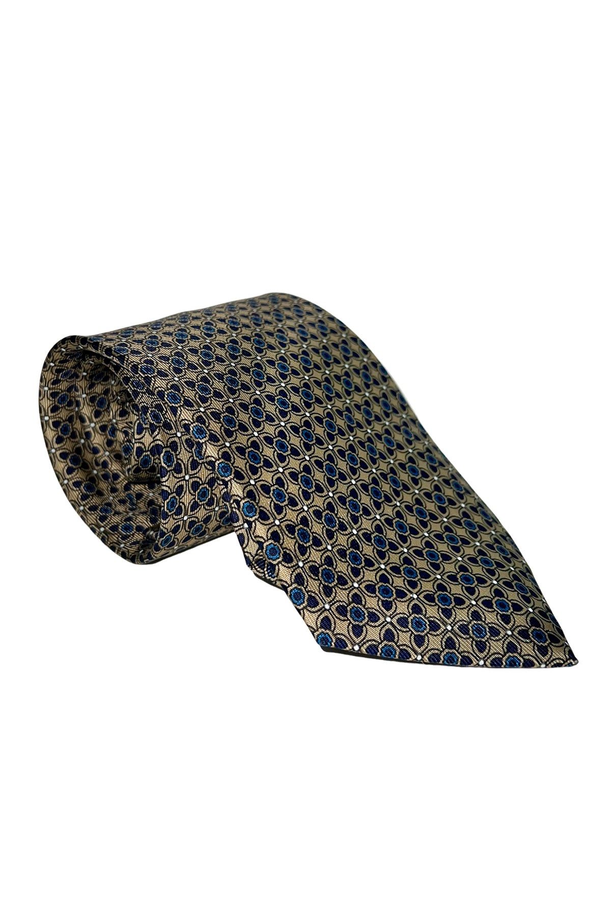 Cravatta uomo Beige fantasia in seta 100% cucita a mano