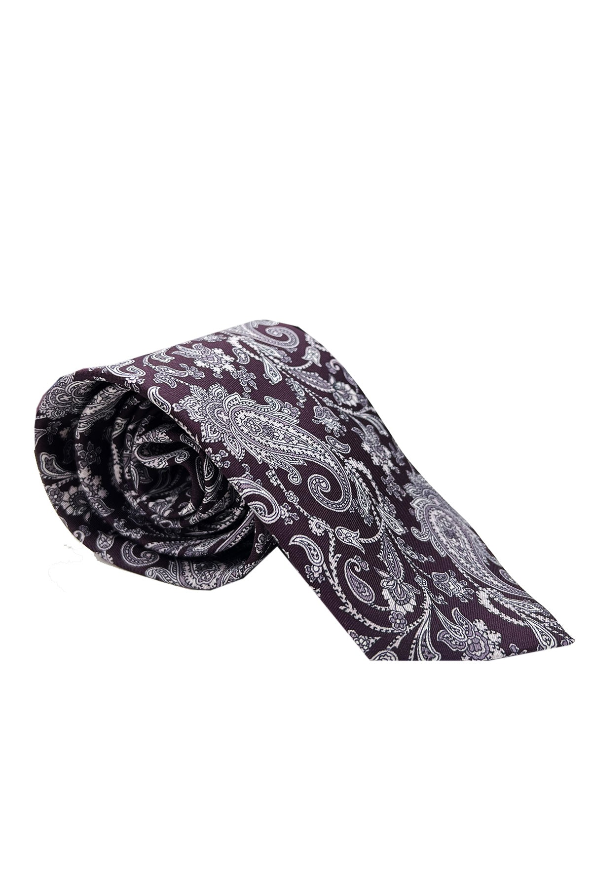 Cravatta uomo Bordeaux fantasia in seta 100% cucita a mano