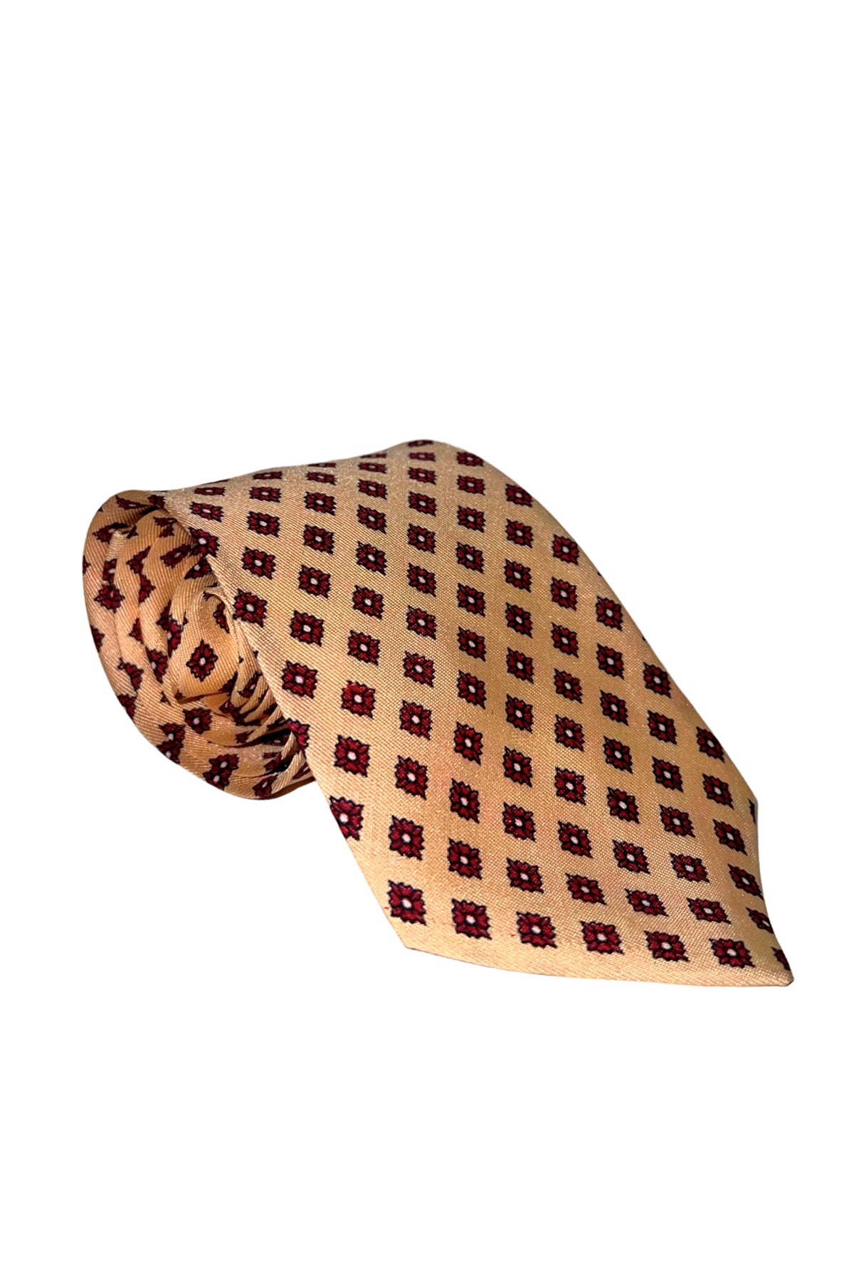 Cravatta uomo Arancio fantasia in seta 100% cucita a mano