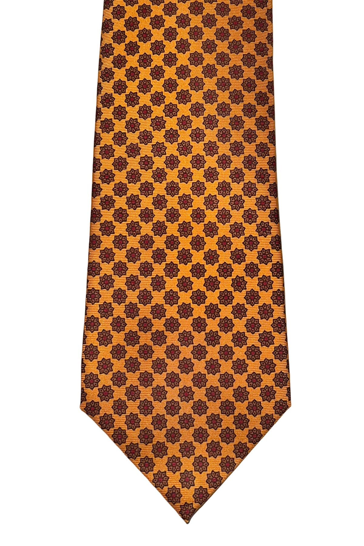 Cravatta uomo Arancio fantasia in seta 100% cucita a mano