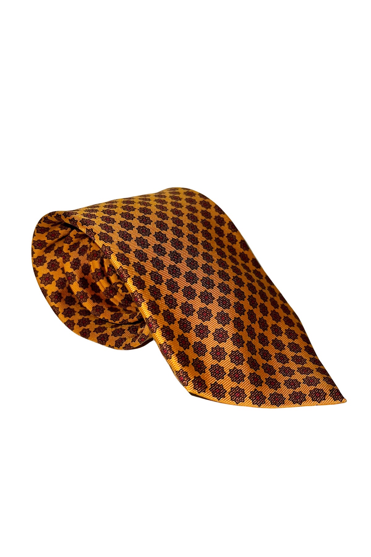 Cravatta uomo Arancio fantasia in seta 100% cucita a mano
