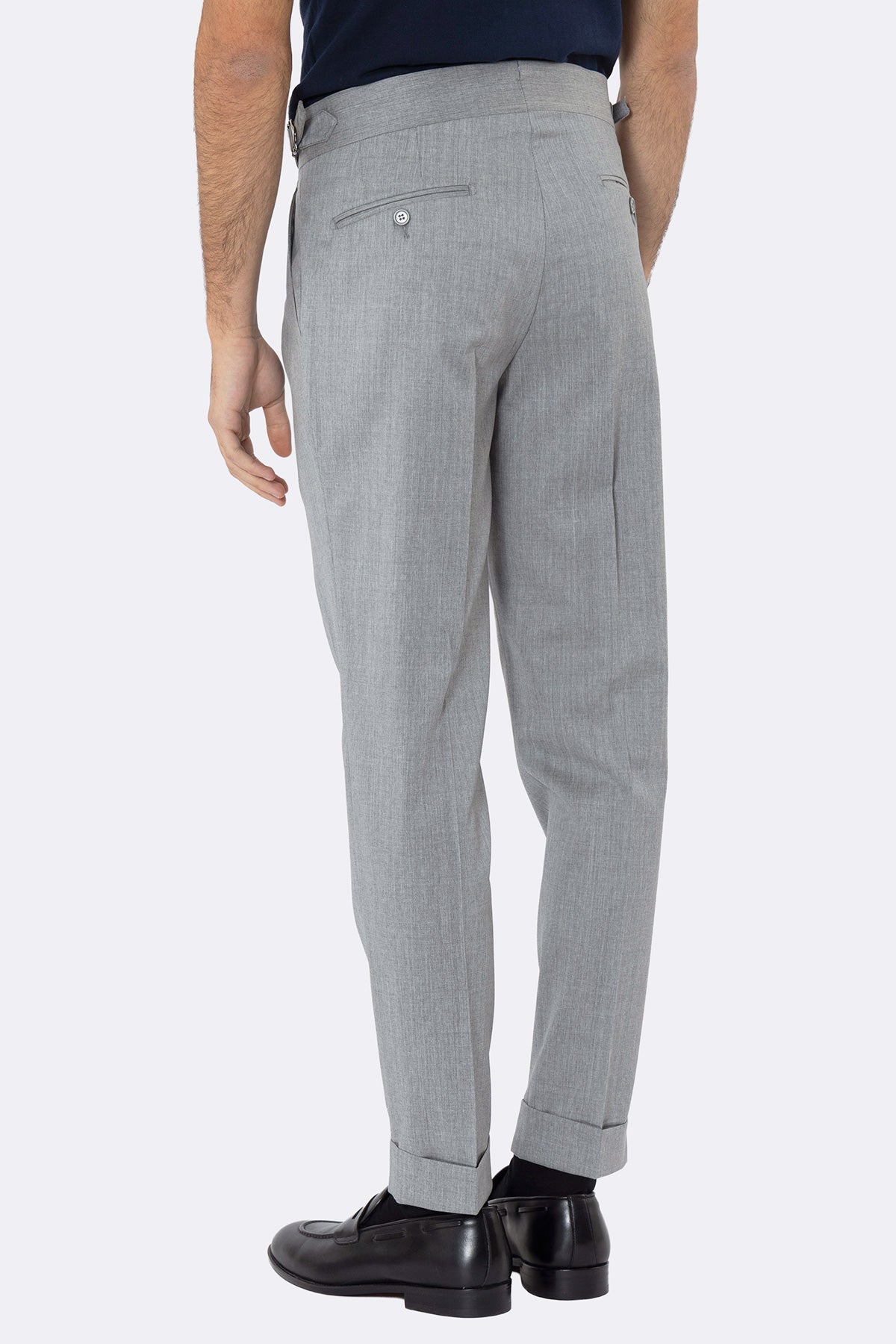 Abito uomo Monopetto grigio chiaro in fresco lana super 130's Vitale Barberis Canonico sfoderata Rever a lancia tasche a toppe