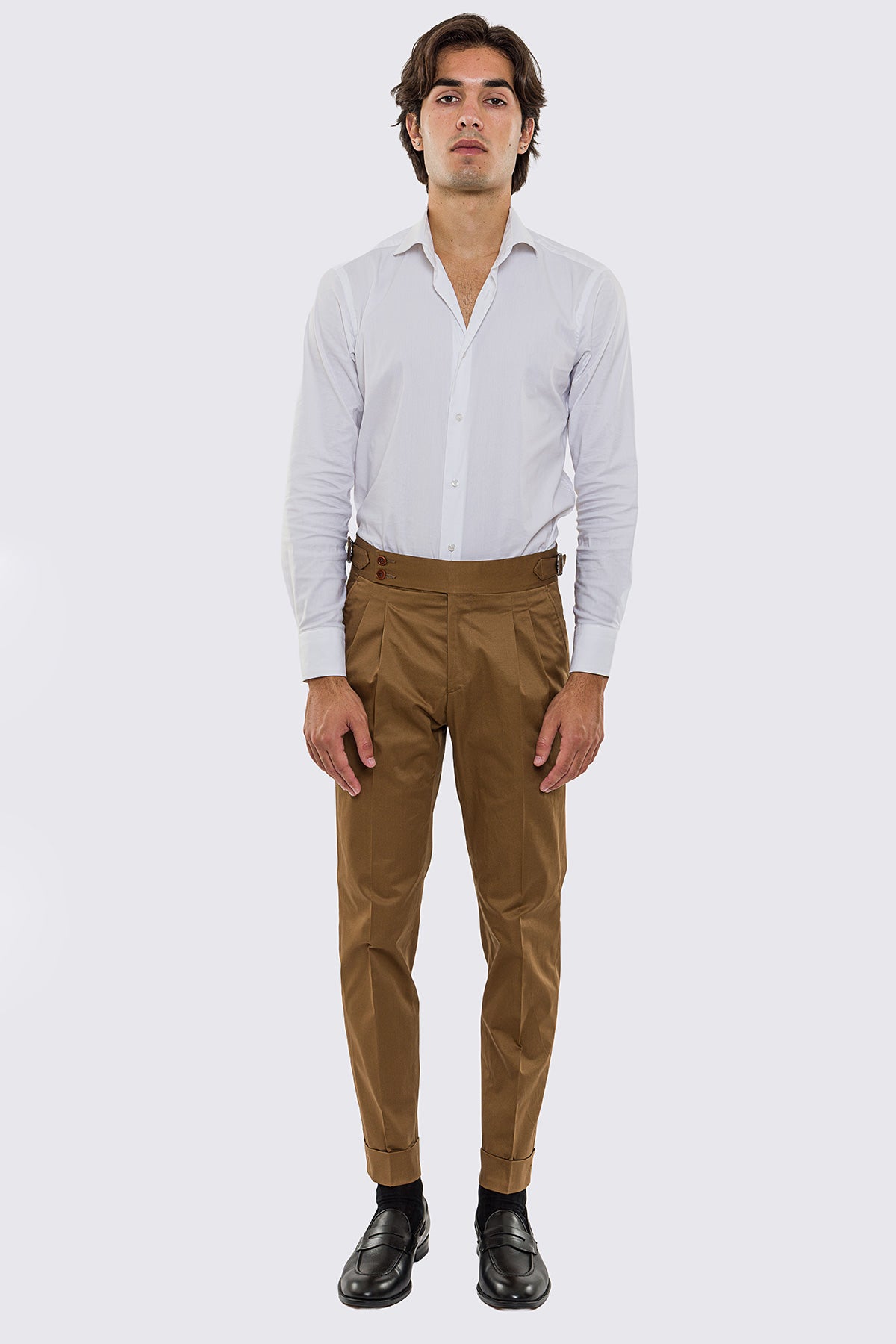 Abito uomo Monopetto coccio in cotone leggermente elastico sfoderata Rever classico 11 cm tasche a toppe