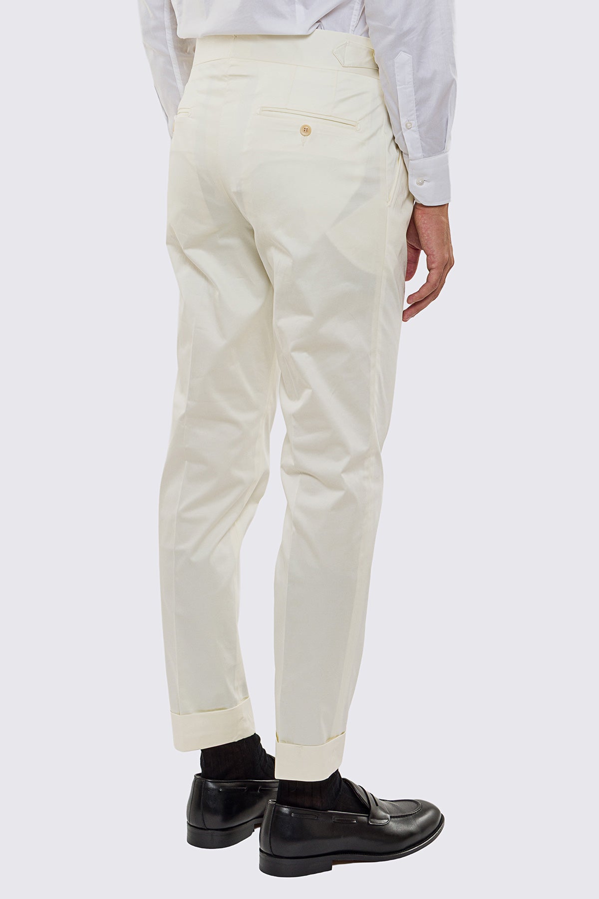 Abito uomo Monopetto Panna in cotone leggermente elastico sfoderata Rever classico 11 cm tasche a toppe