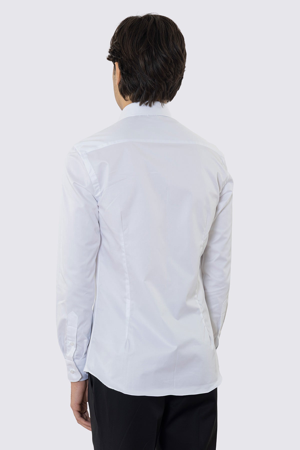 Camicia Bianca collo italiano con 4 passaggi a mano 100% Cotone Da uomo slim fit 4 passaggi a mano