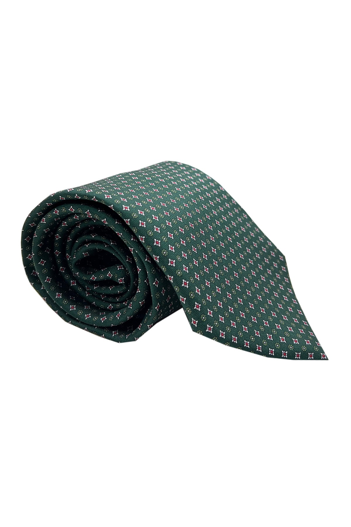 Cravatta uomo verde 9cm fantasia Fiori multcolor in pura seta cucita a mano
