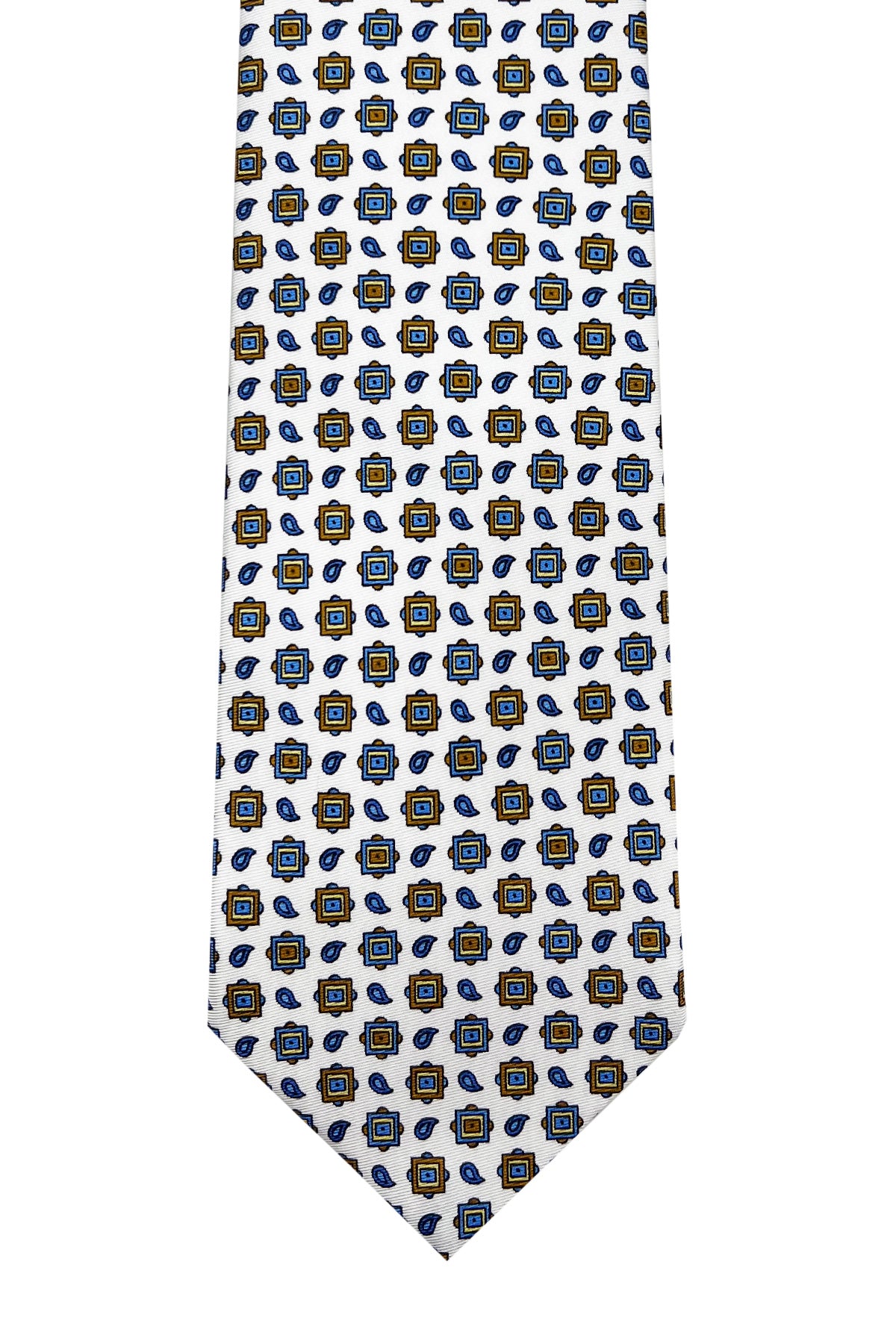 Cravatta uomo Panna 9cm fantasia multcolor in pura seta cucita a mano