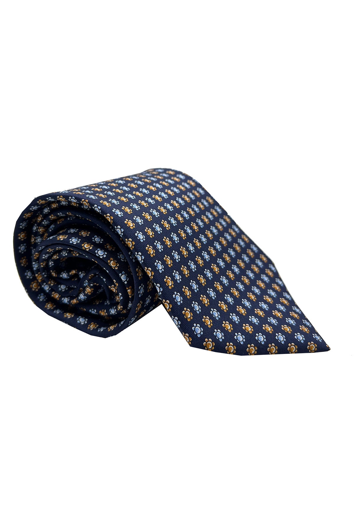 Cravatta uomo Blu 9cm fantasia multcolor in pura seta cucita a mano