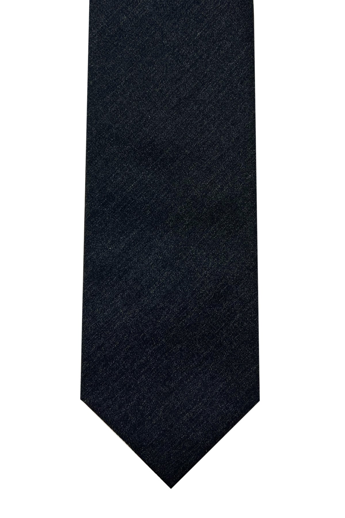 Cravatta uomo grigio scuro 9 cm tinta unita in pura seta cucita a mano Vitale barberis canonico