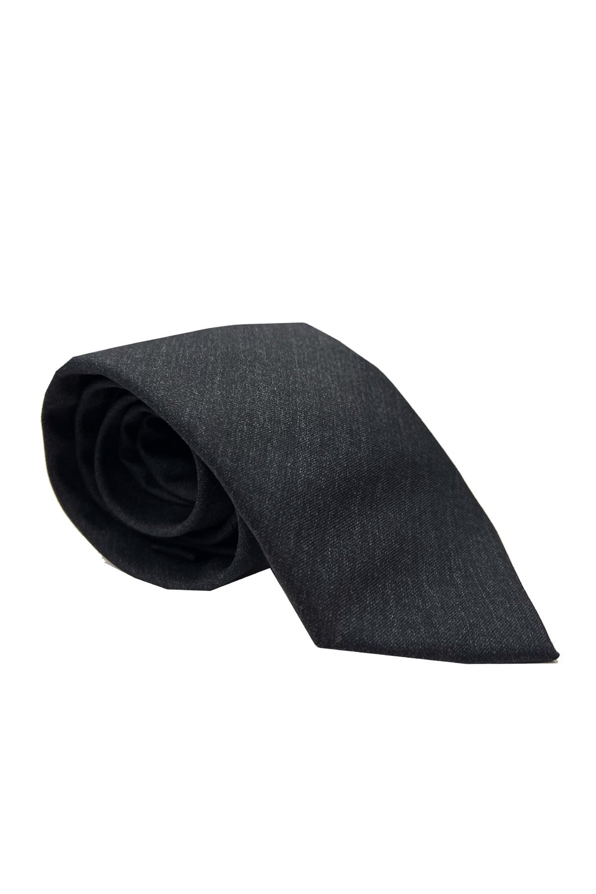 Cravatta uomo grigio scuro 9 cm tinta unita in pura seta cucita a mano Vitale barberis canonico