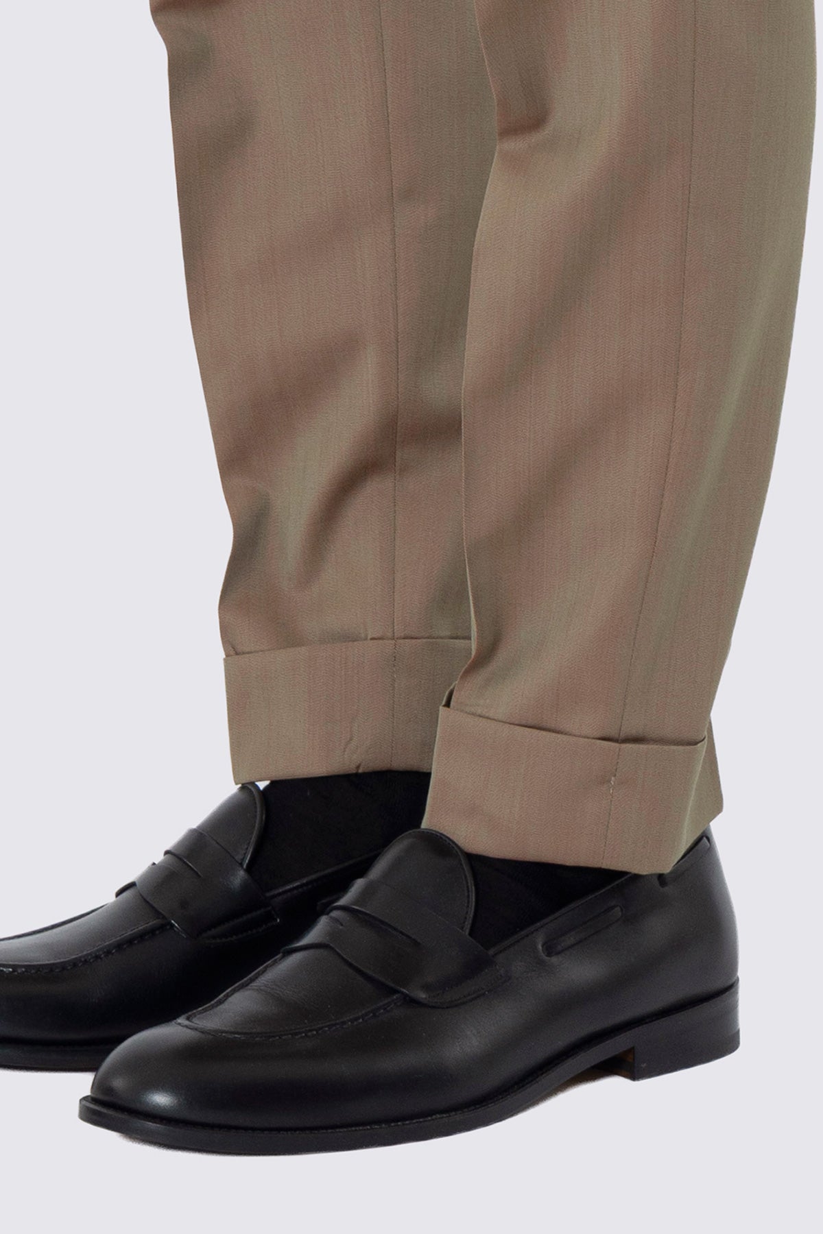 Pantalone uomo fango Solaro in fresco lana al 100% Bristol tessuti Napoli vita alta