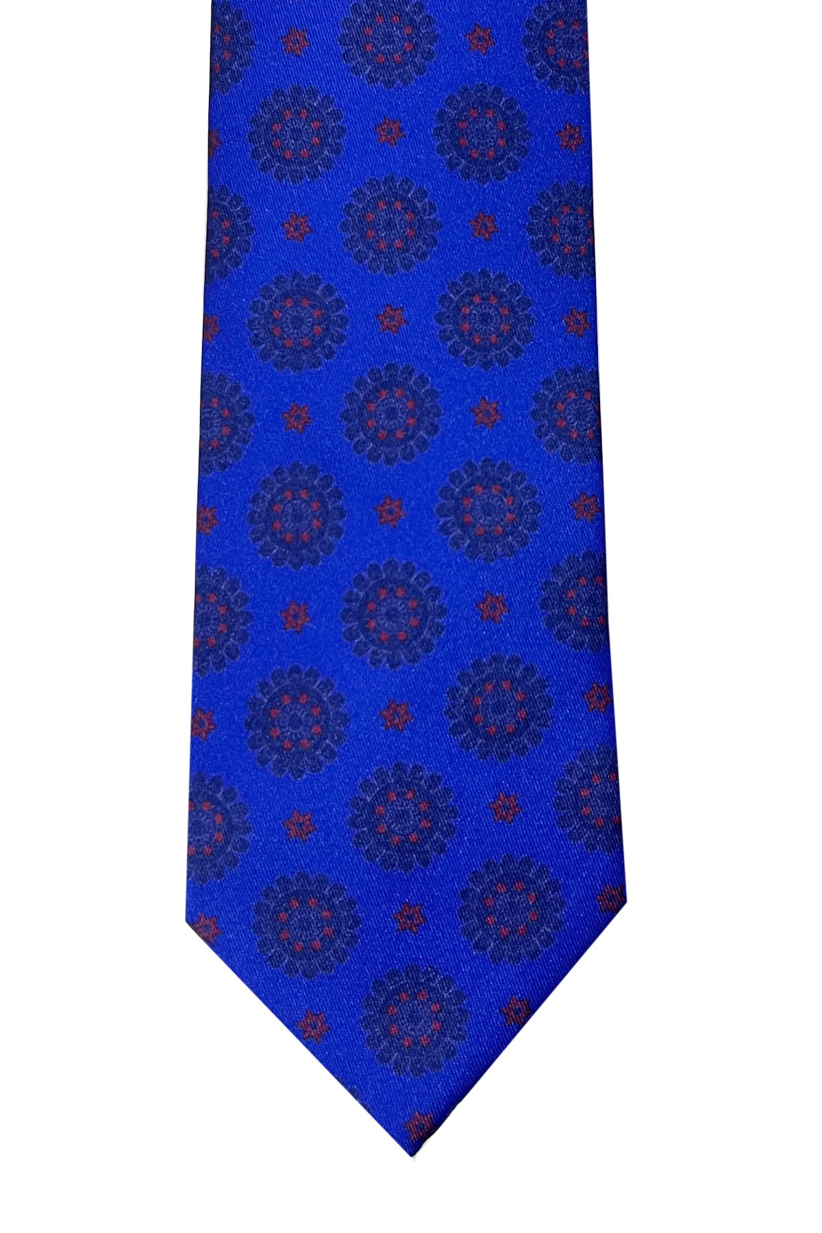 Cravatta uomo blu 9cm fantasia in pura seta cucita a mano