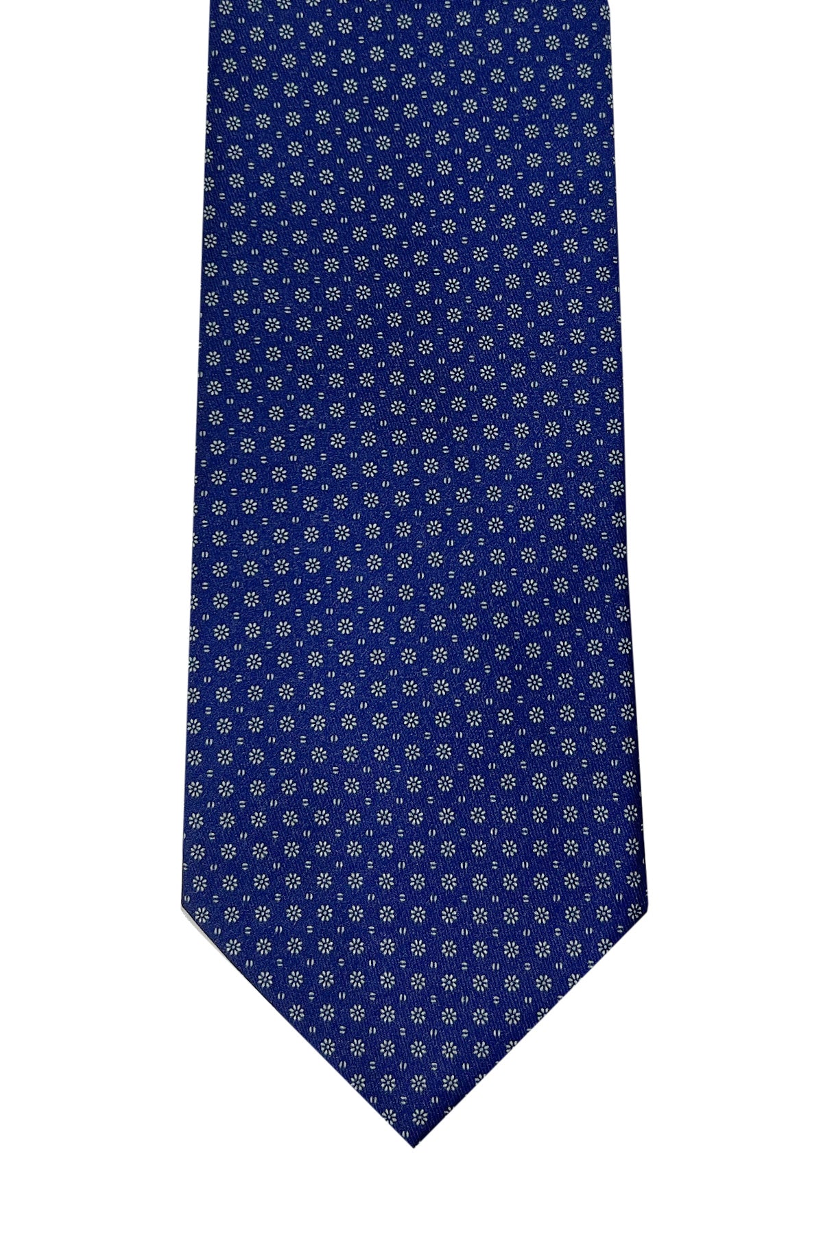 Cravatta uomo blu 9cm fantasia in pura seta cucita a mano