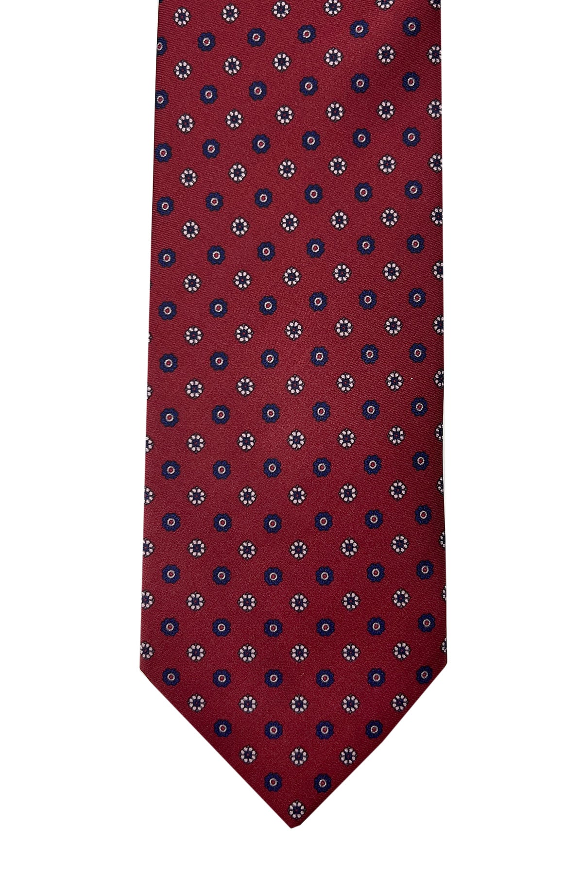 Cravatta uomo rossa 9cm fantasia in pura seta cucita a mano