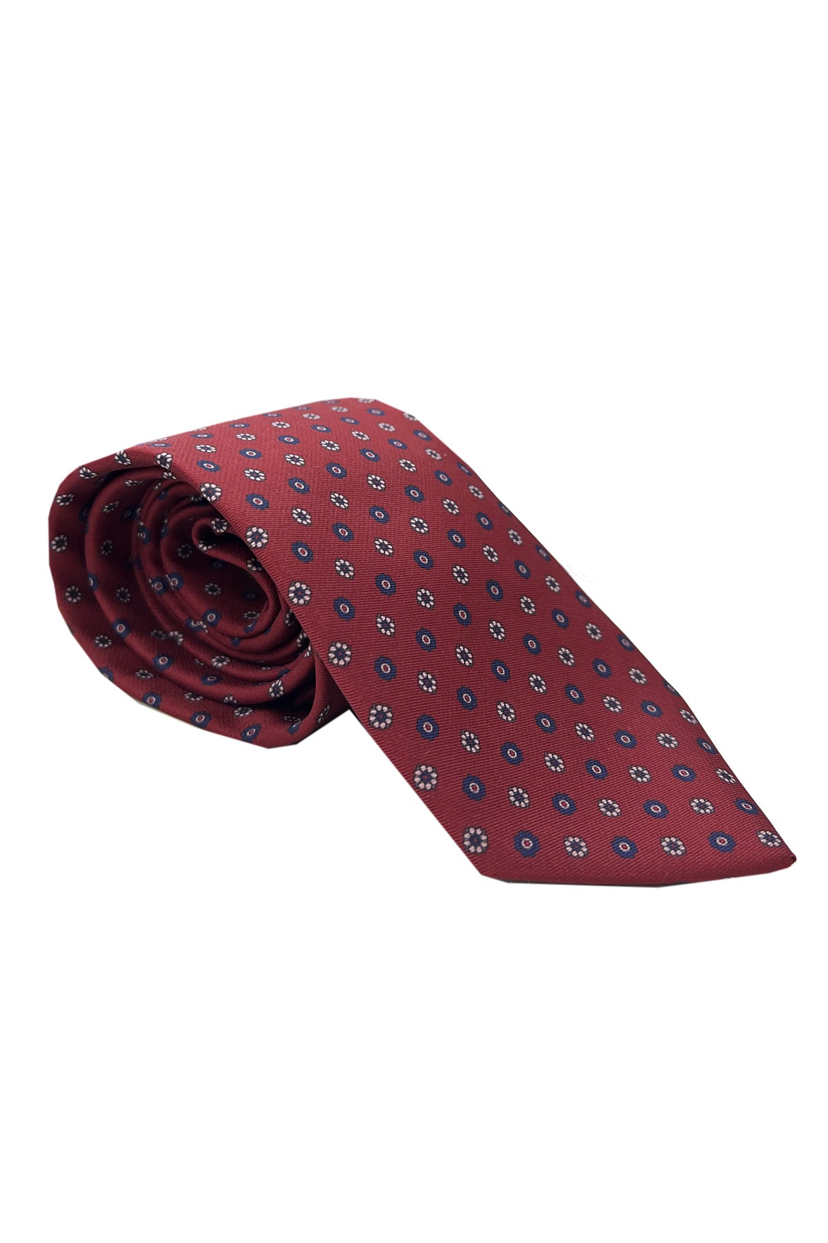 Cravatta uomo rossa 9cm fantasia in pura seta cucita a mano