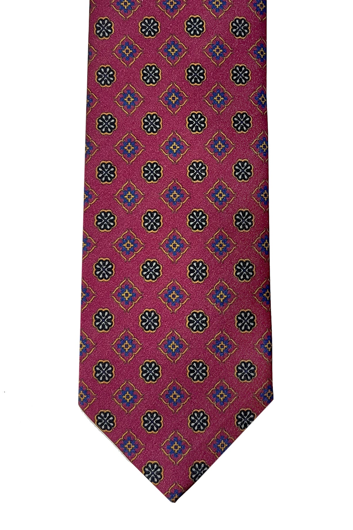 Cravatta uomo bordeaux 9cm fantasia in pura seta cucita a mano