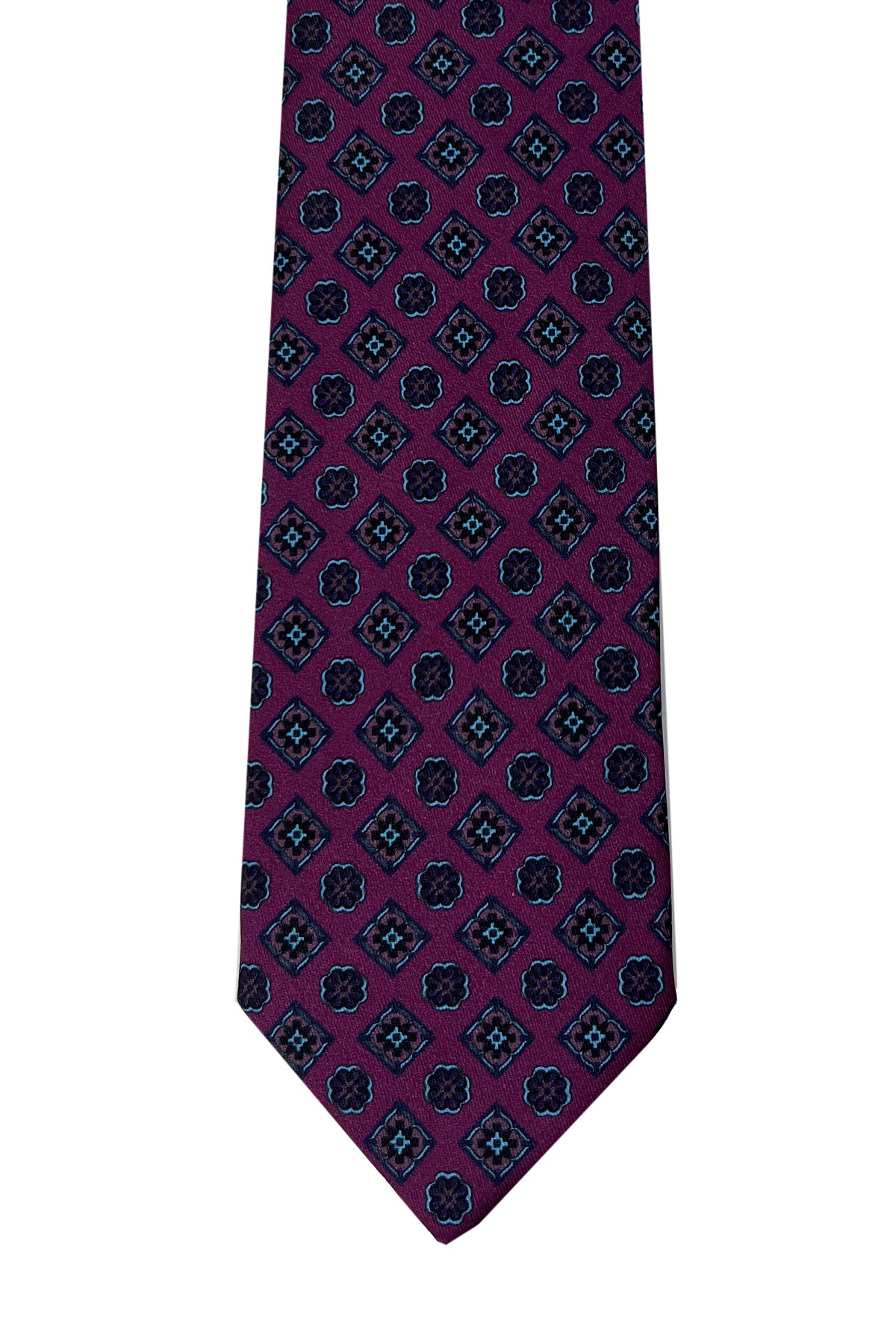 Cravatta uomo viola 9cm fantasia in pura seta cucita a mano