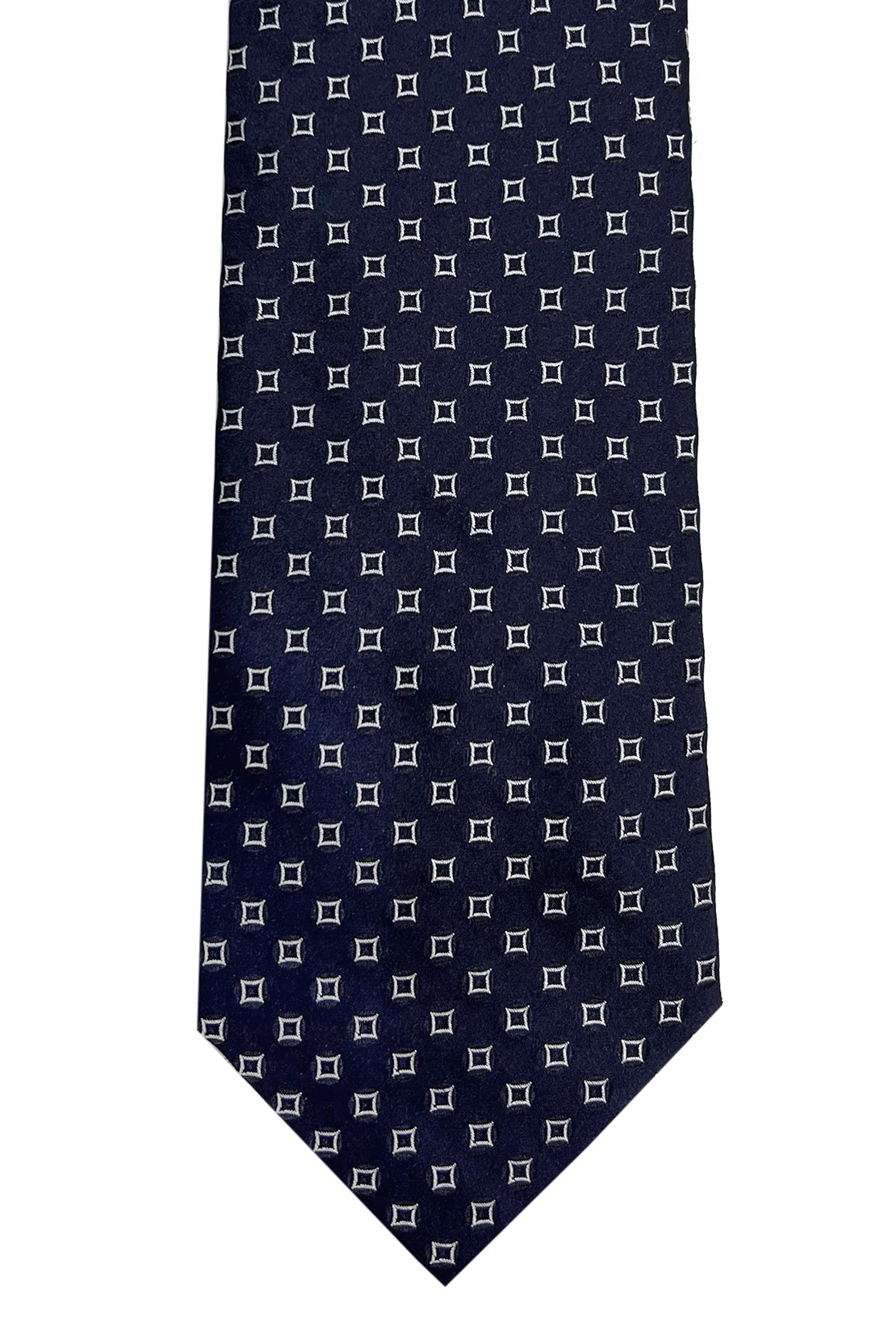 Cravatta uomo blu 9cm fantasia in pura seta cucita a mano