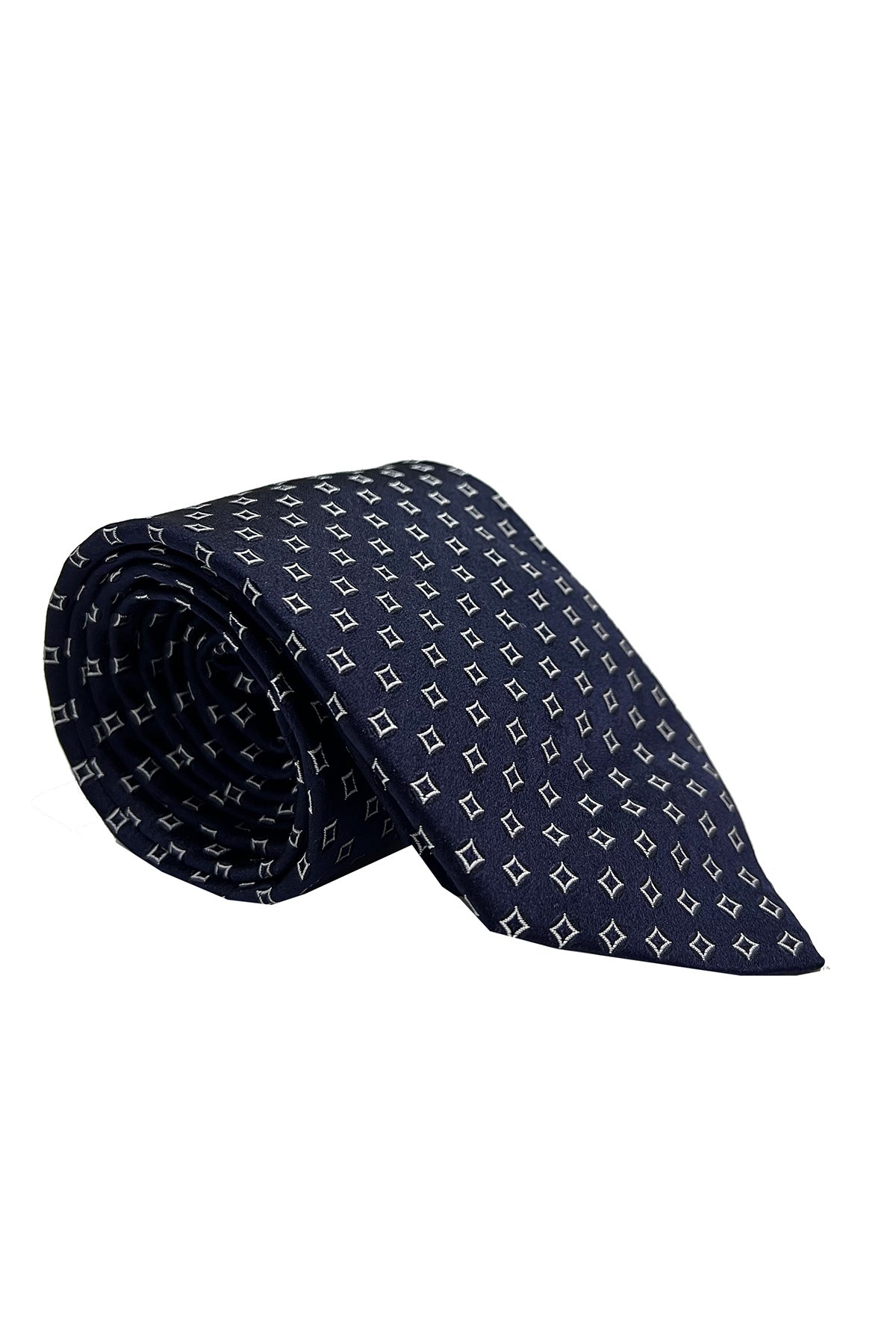 Cravatta uomo blu 9cm fantasia in pura seta cucita a mano