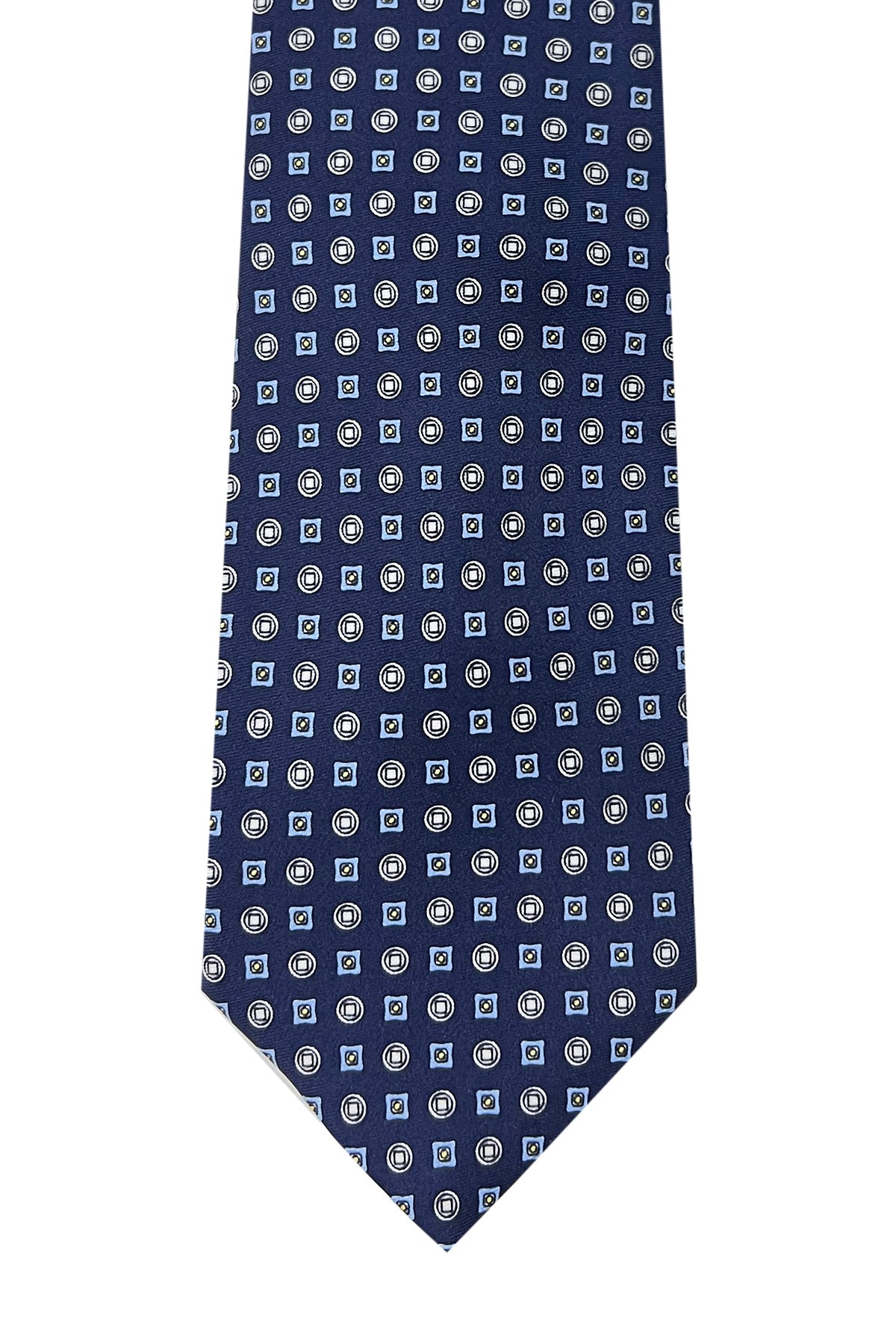 Cravatta uomo blu 9cm fantasia in pura seta cucita a mano
