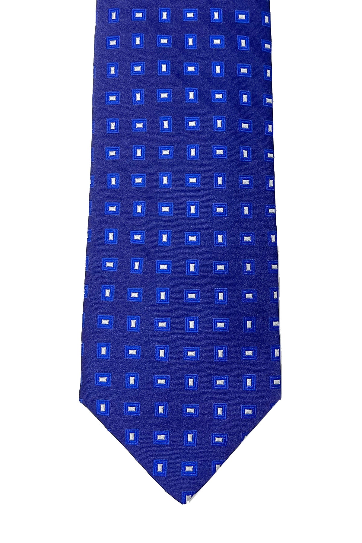 Cravatta uomo blu 9cm fantasia in pura seta cucita a mano