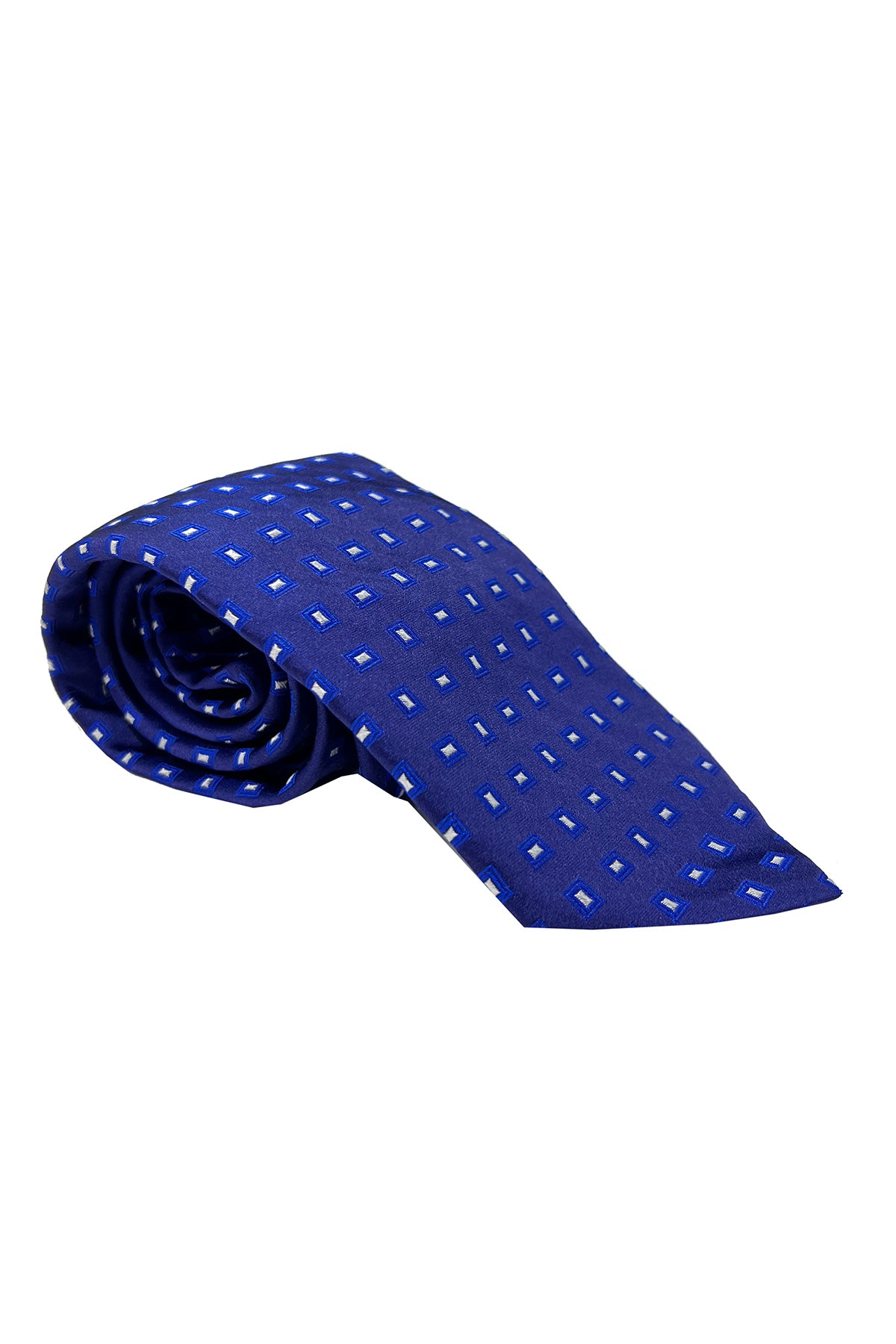 Cravatta uomo blu 9cm fantasia in pura seta cucita a mano