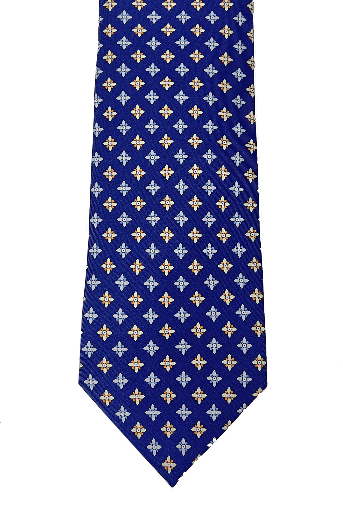 Cravatta uomo blu 9cm fantasia in pura seta cucita a mano