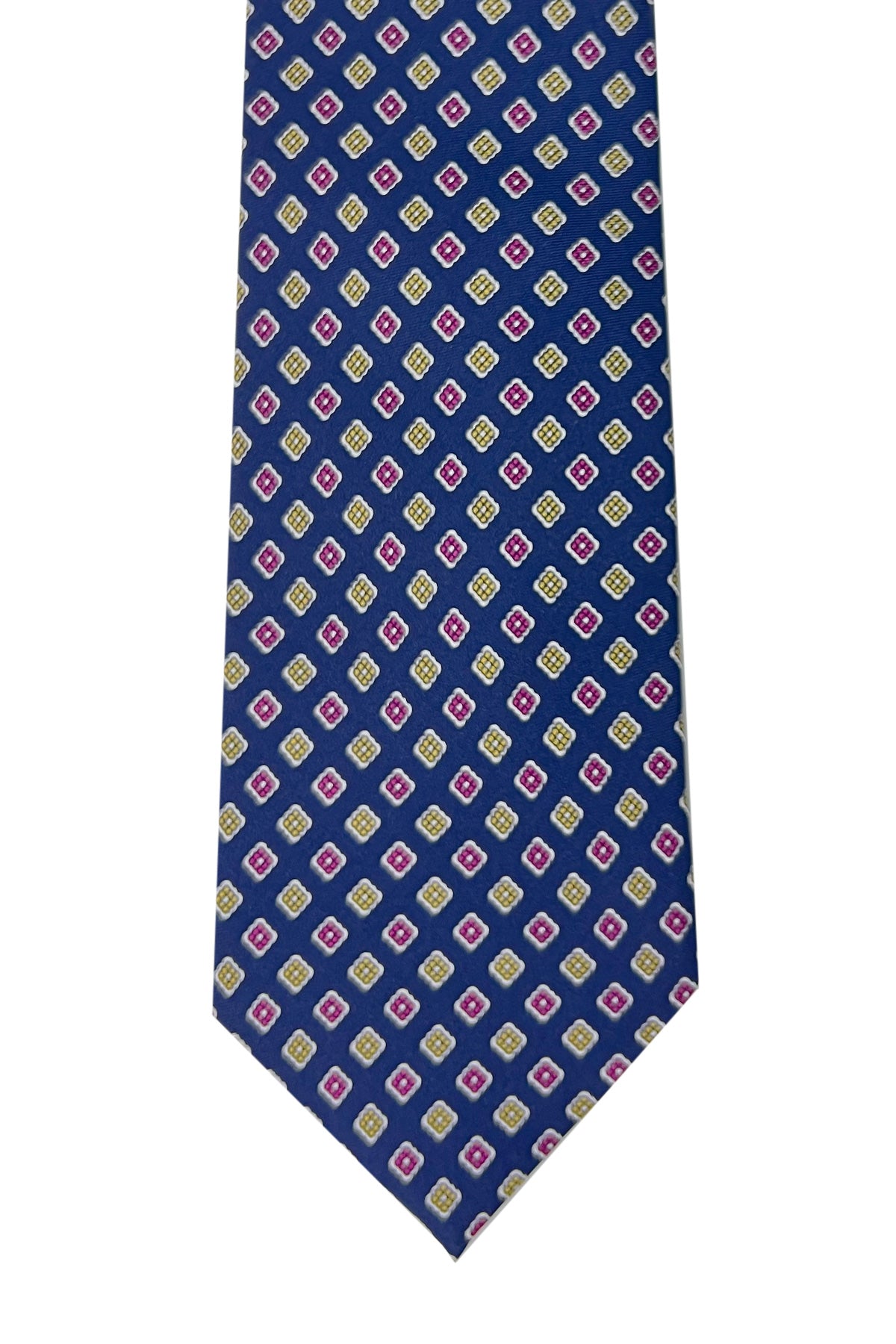 Cravatta uomo blu 9cm fantasia in pura seta cucita a mano