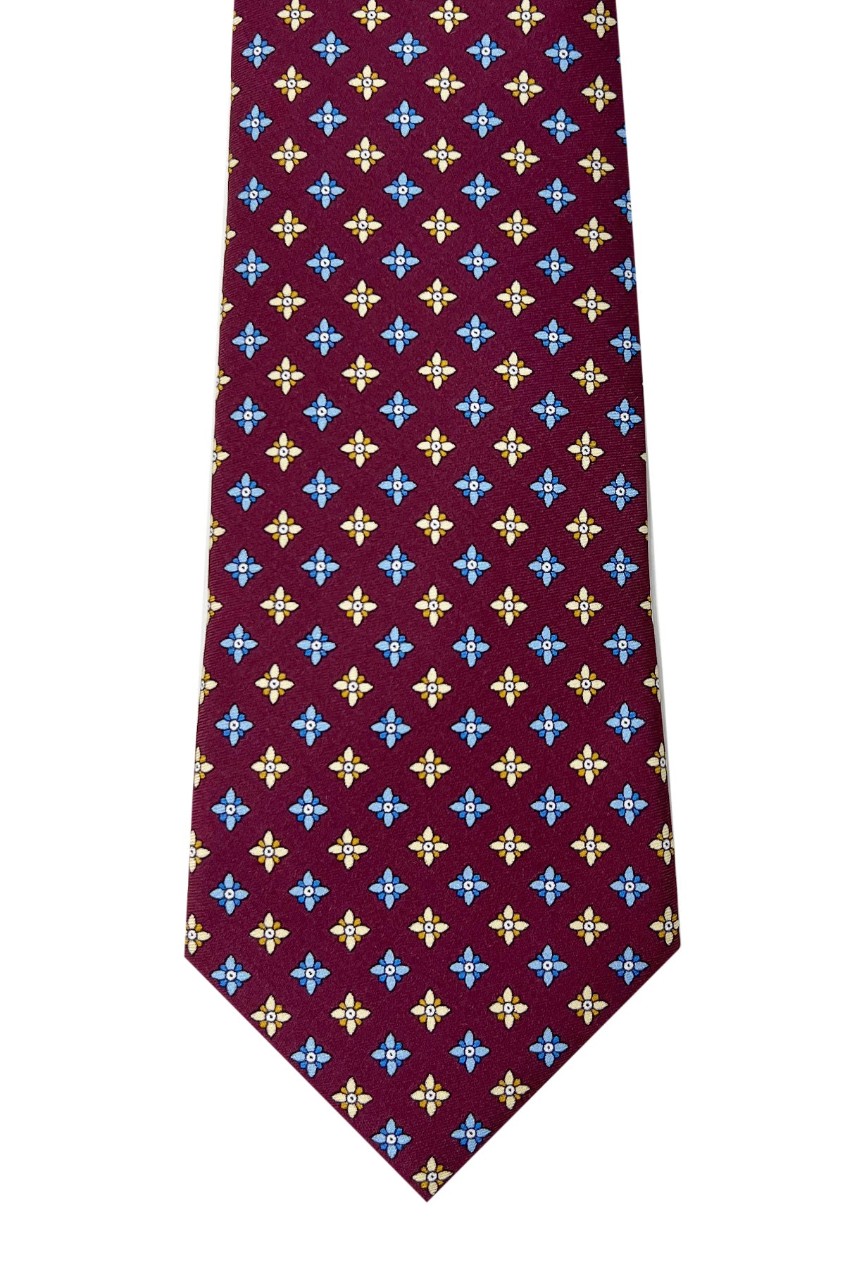 Cravatta uomo bordeaux 9cm fantasia in pura seta cucita a mano