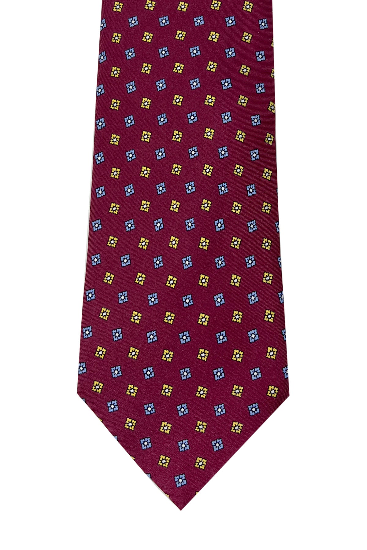 Cravatta uomo bordeaux 9cm fantasia in pura seta cucita a mano