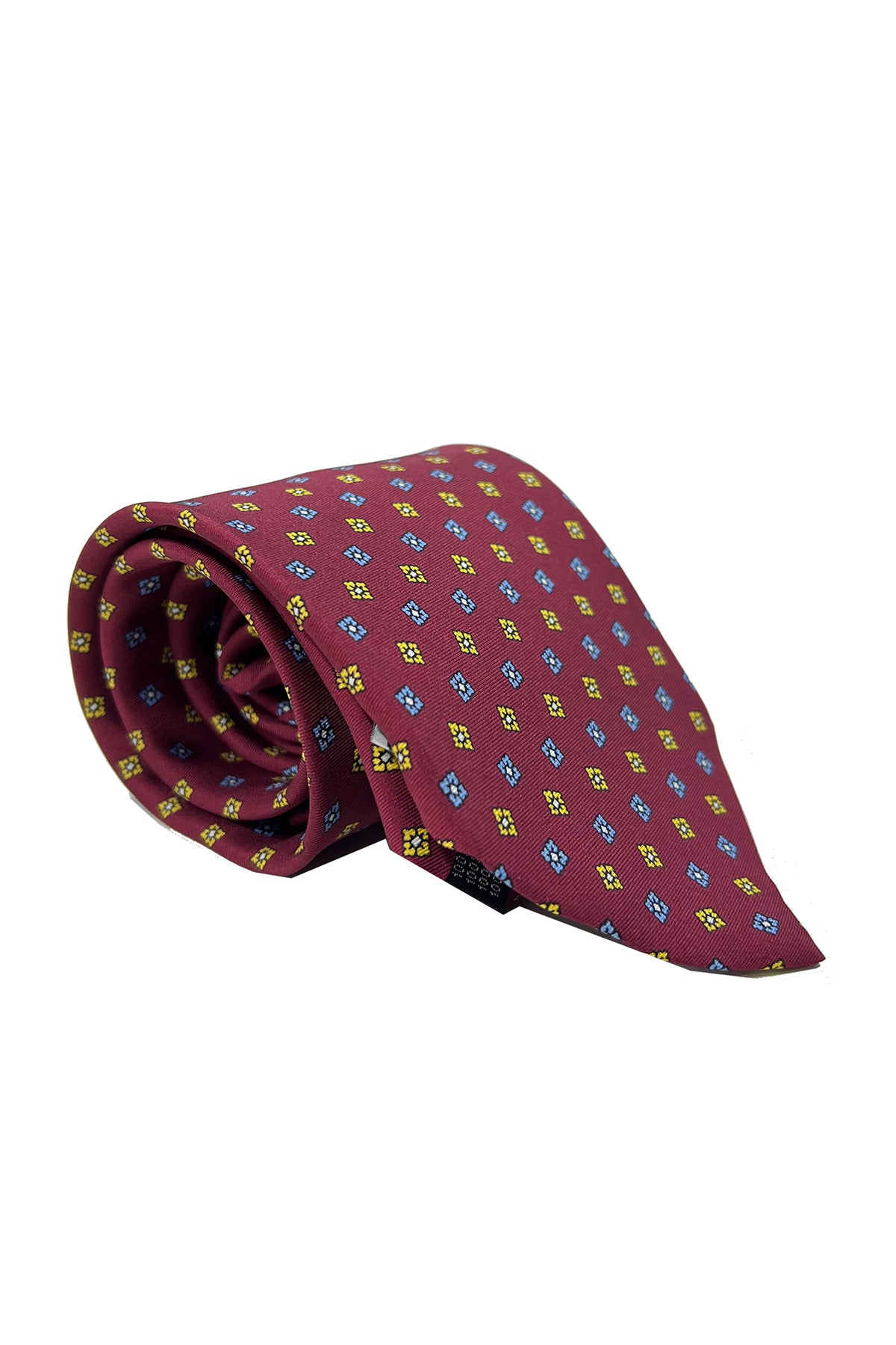 Cravatta uomo bordeaux 9cm fantasia in pura seta cucita a mano