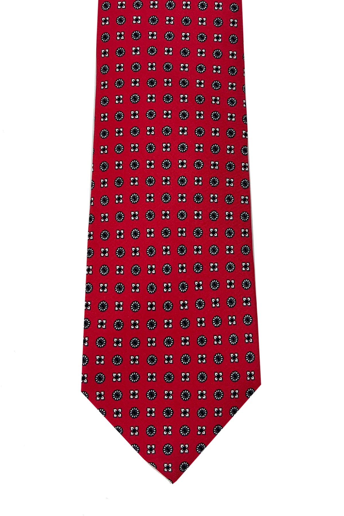 Cravatta uomo rossa 9cm fantasia in pura seta cucita a mano