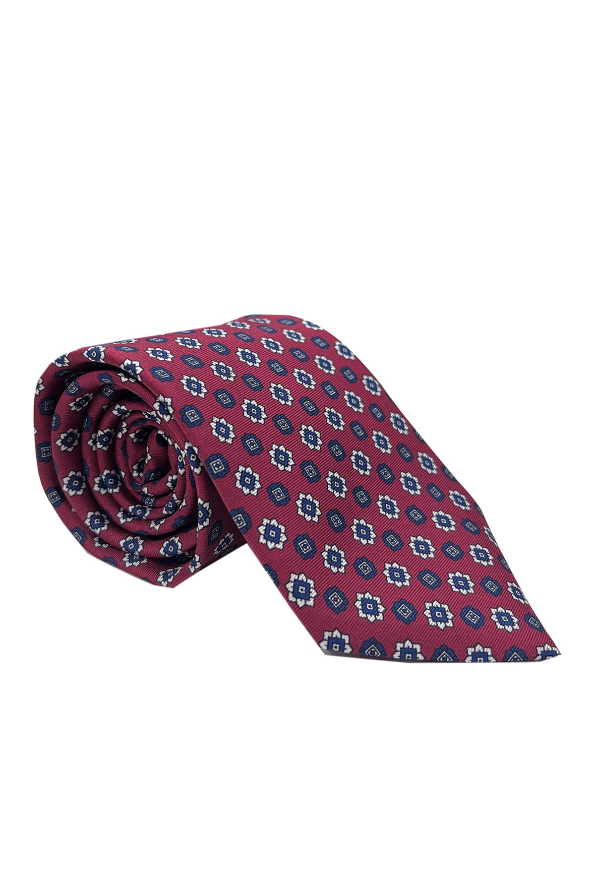 Cravatta uomo Bordeaux in pura seta fantasia cucita a mano 9cm